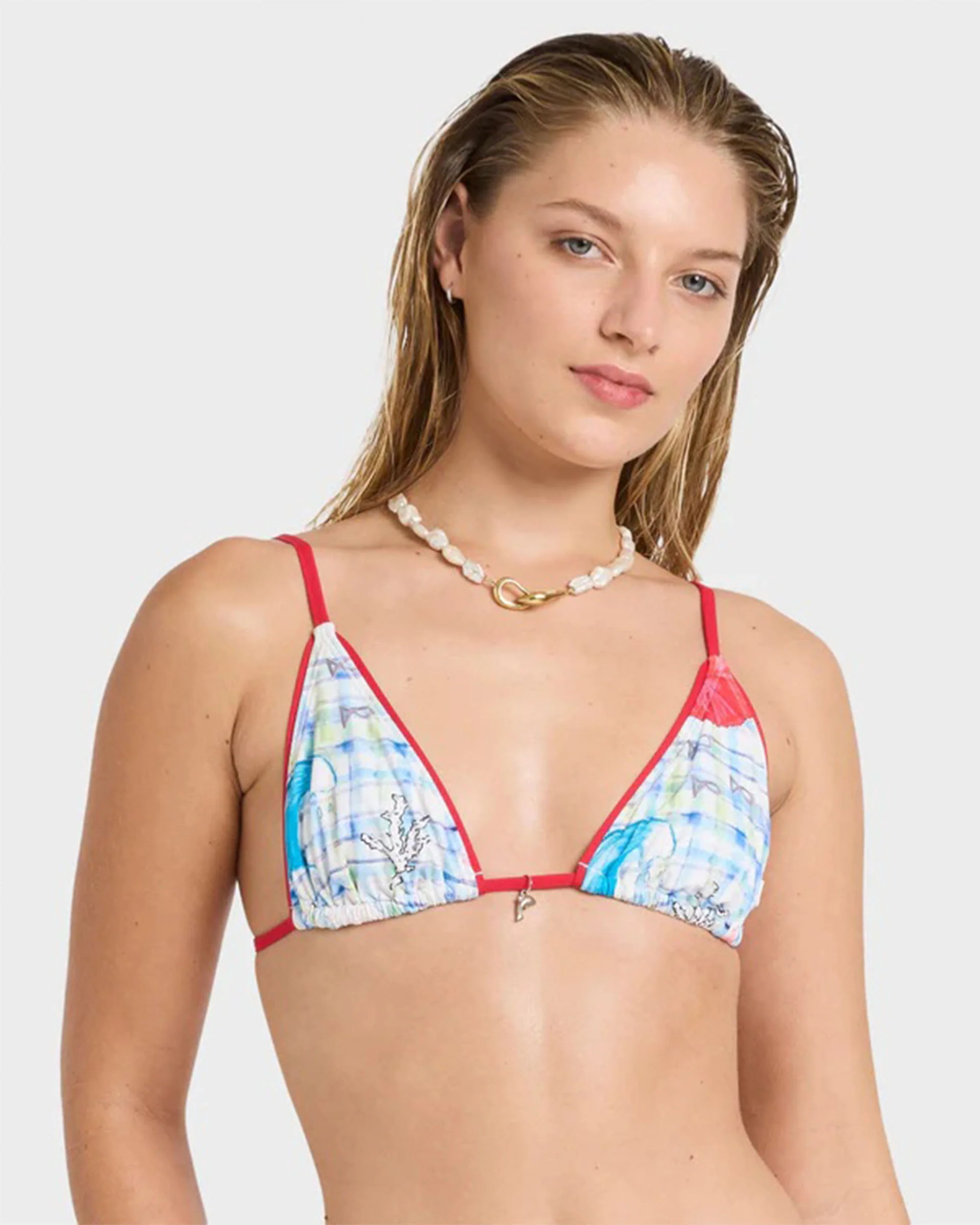 Lottie Hall Tall Slide Triangle Bikini Top - White Multi - Image 5