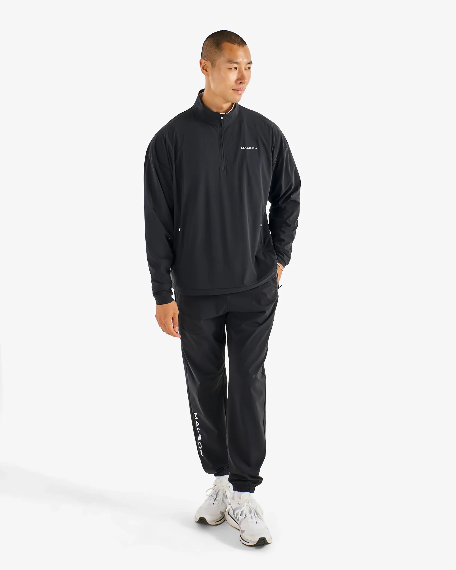 Malbon Performance Quarter Zip Shell Pullover - Black - Image 2