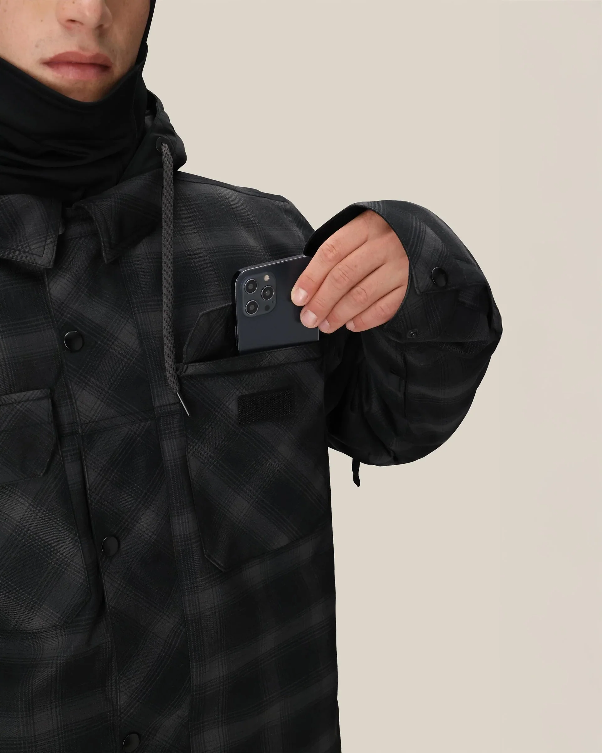 Woodland Insulated Snow Jacket - Black Plaid - Image 5