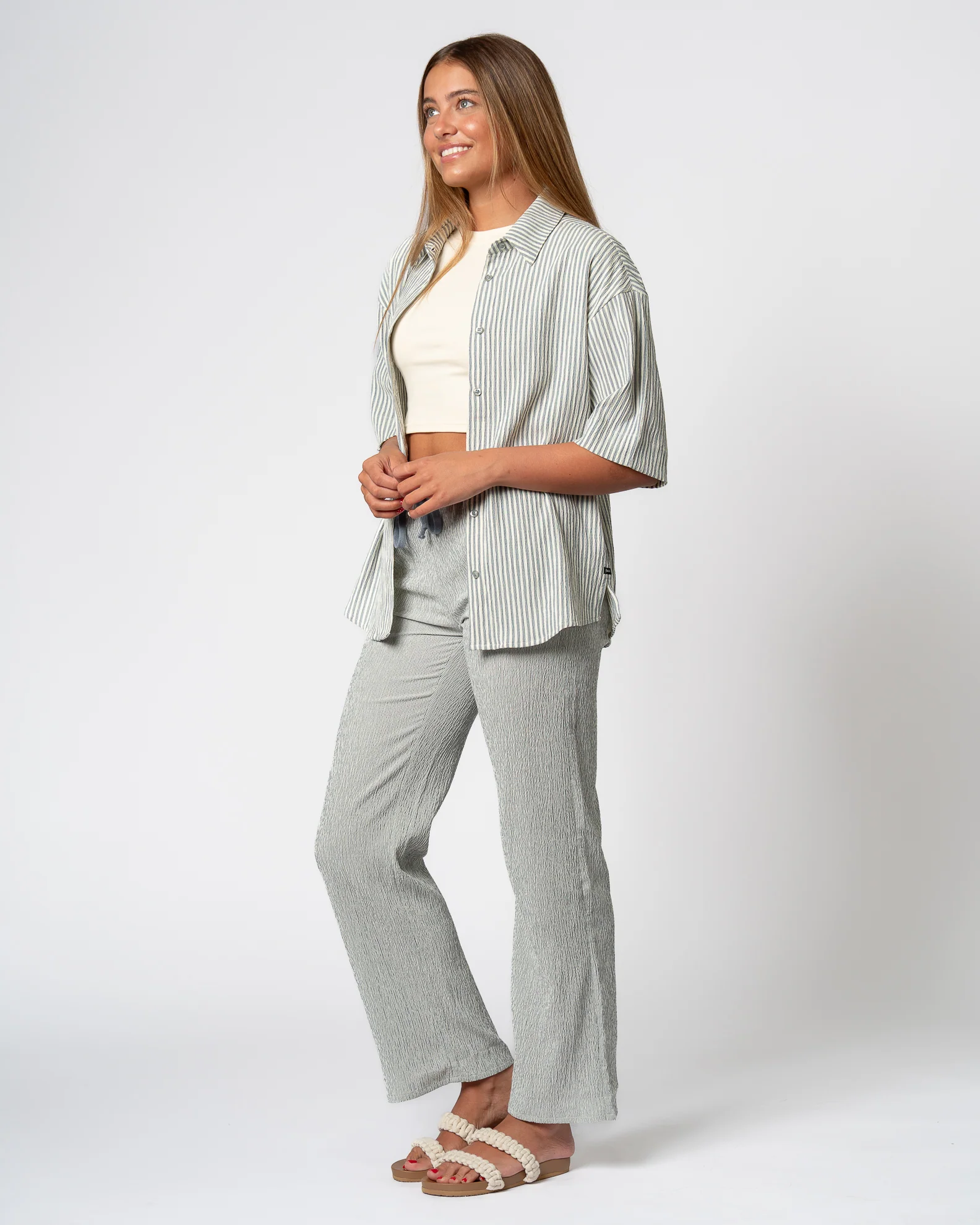 Myrtle Seersucker Pants- Blue - Image 3