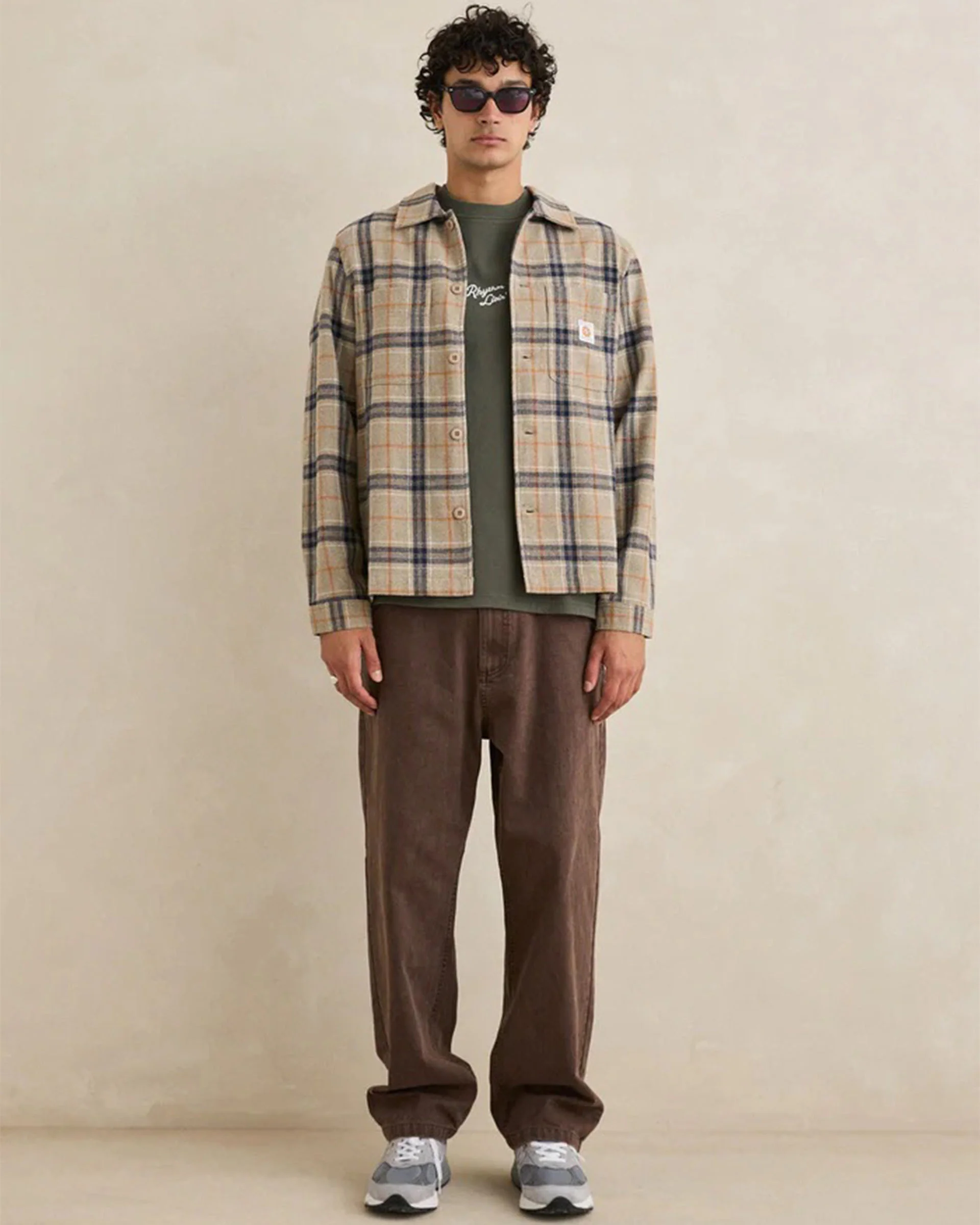 Oscar Check L/S Shirt - Stone - Image 2