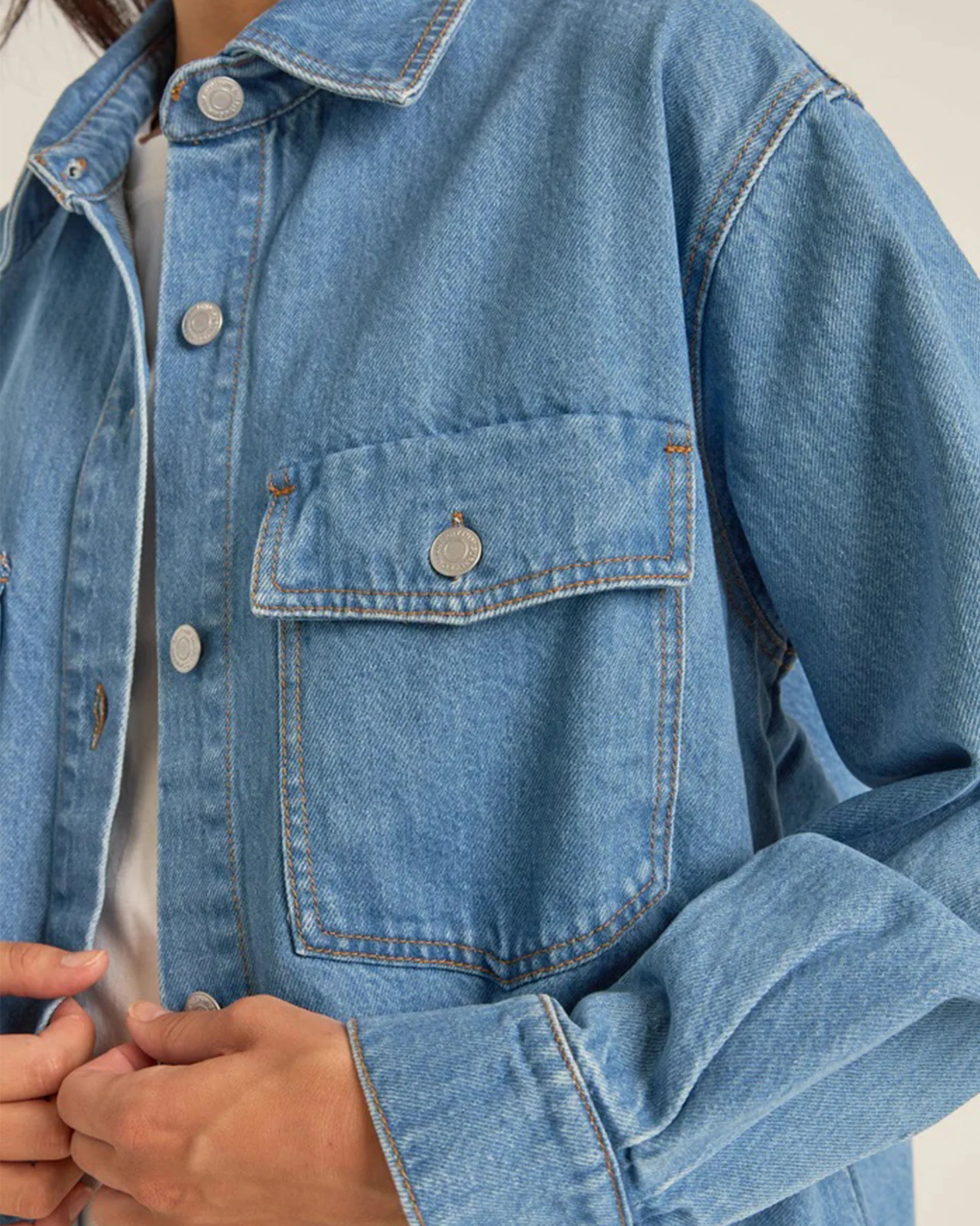 Women's Oversized Denim Shacket - Image 2