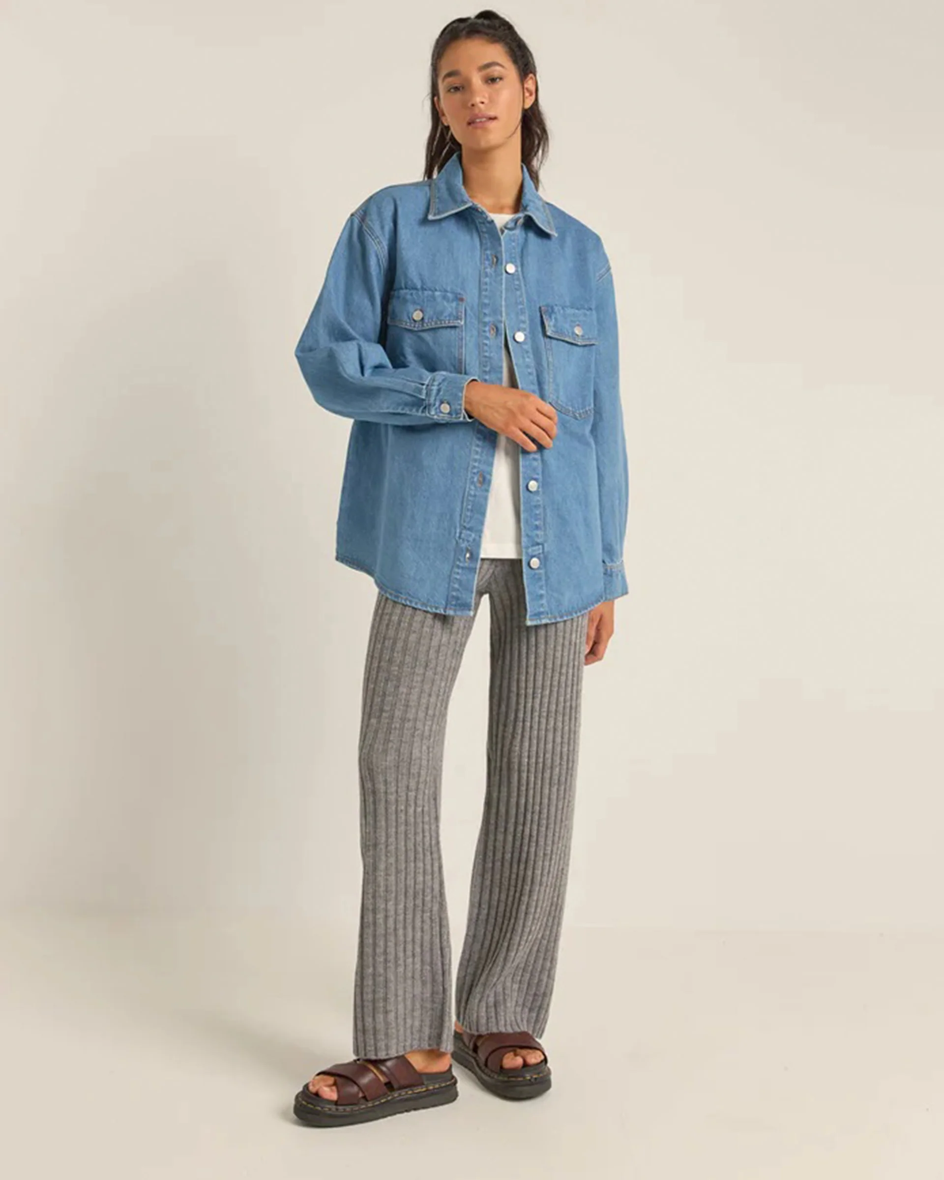 Women's Oversized Denim Shacket - Image 4