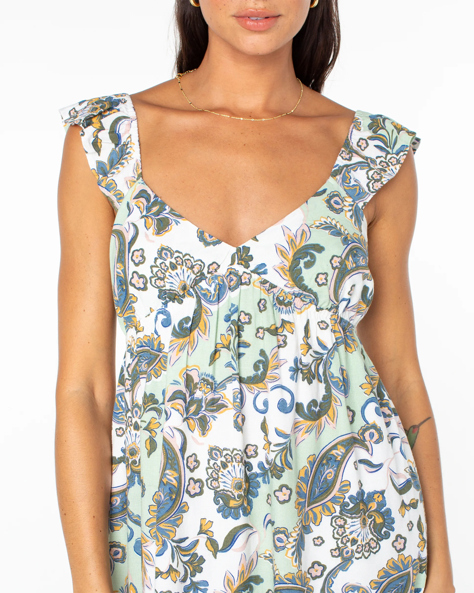 Palmy Days Mini Dress - Captains Blue Panama Paisley - Image 3