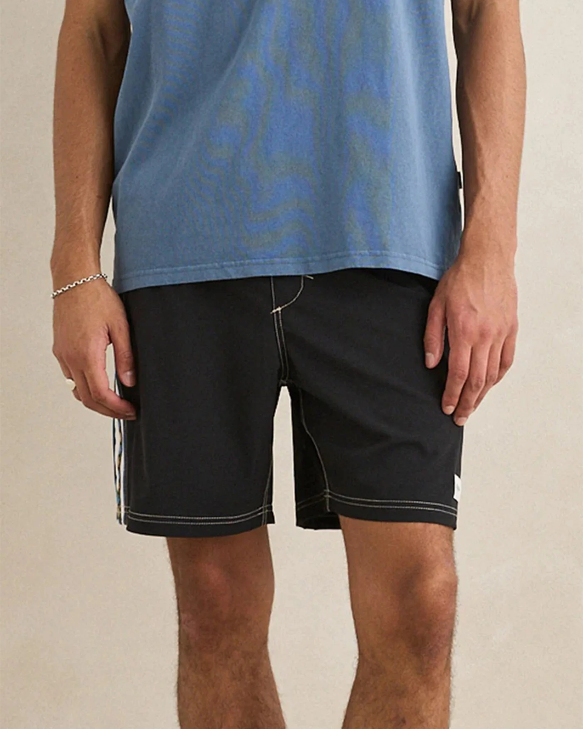 Panel Stripe Beach Short - Black - Image 2