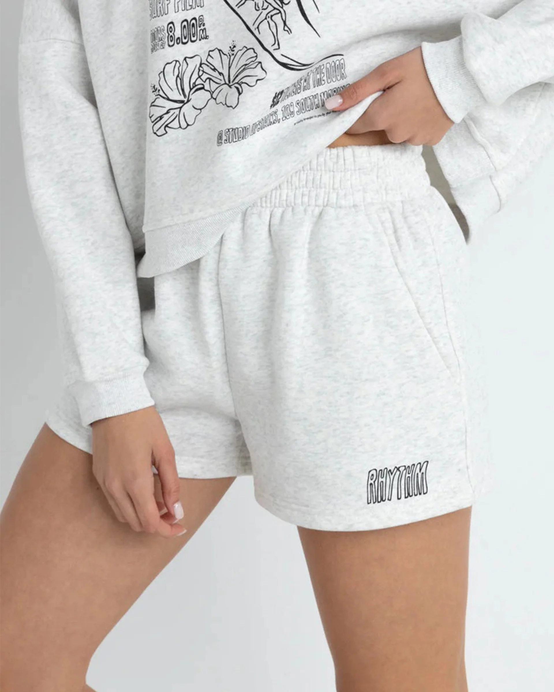 Paradise Found Fleece Shorts - Grey Marle - Image 2