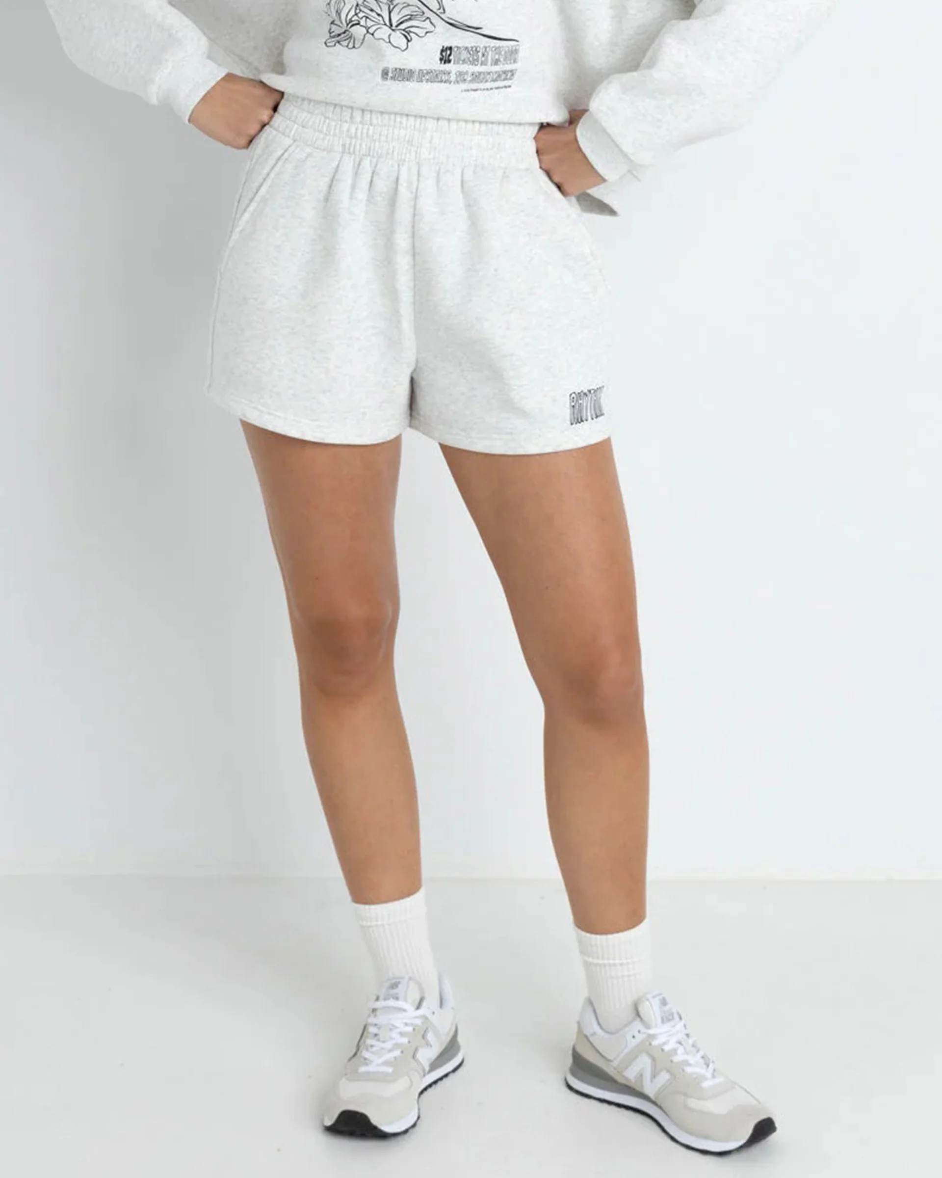 Paradise Found Fleece Shorts - Grey Marle - Image 5