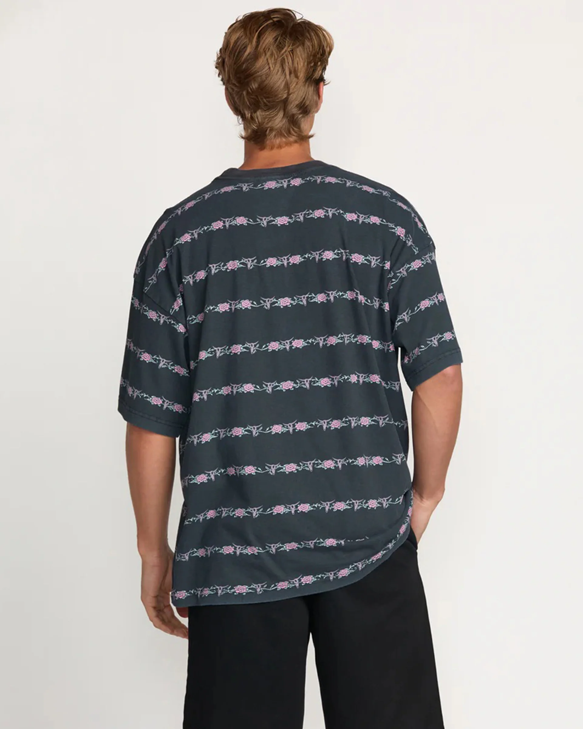 Raging Bull Stripe S/S T-Shirt - Washed Black - Image 2