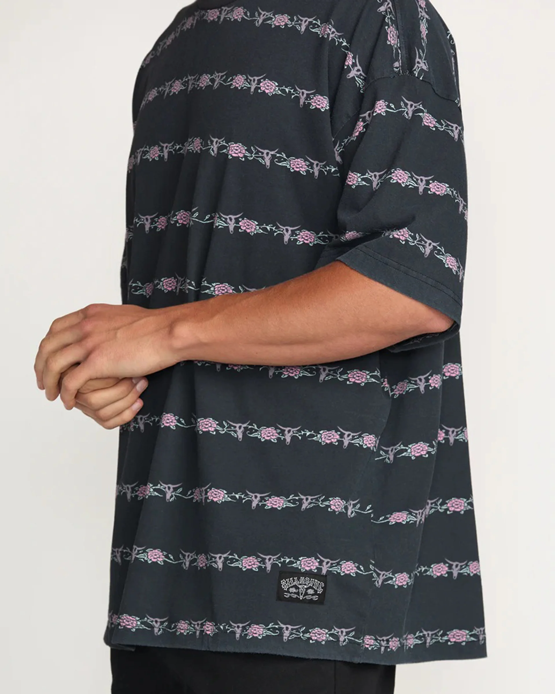 Raging Bull Stripe S/S T-Shirt - Washed Black - Image 7