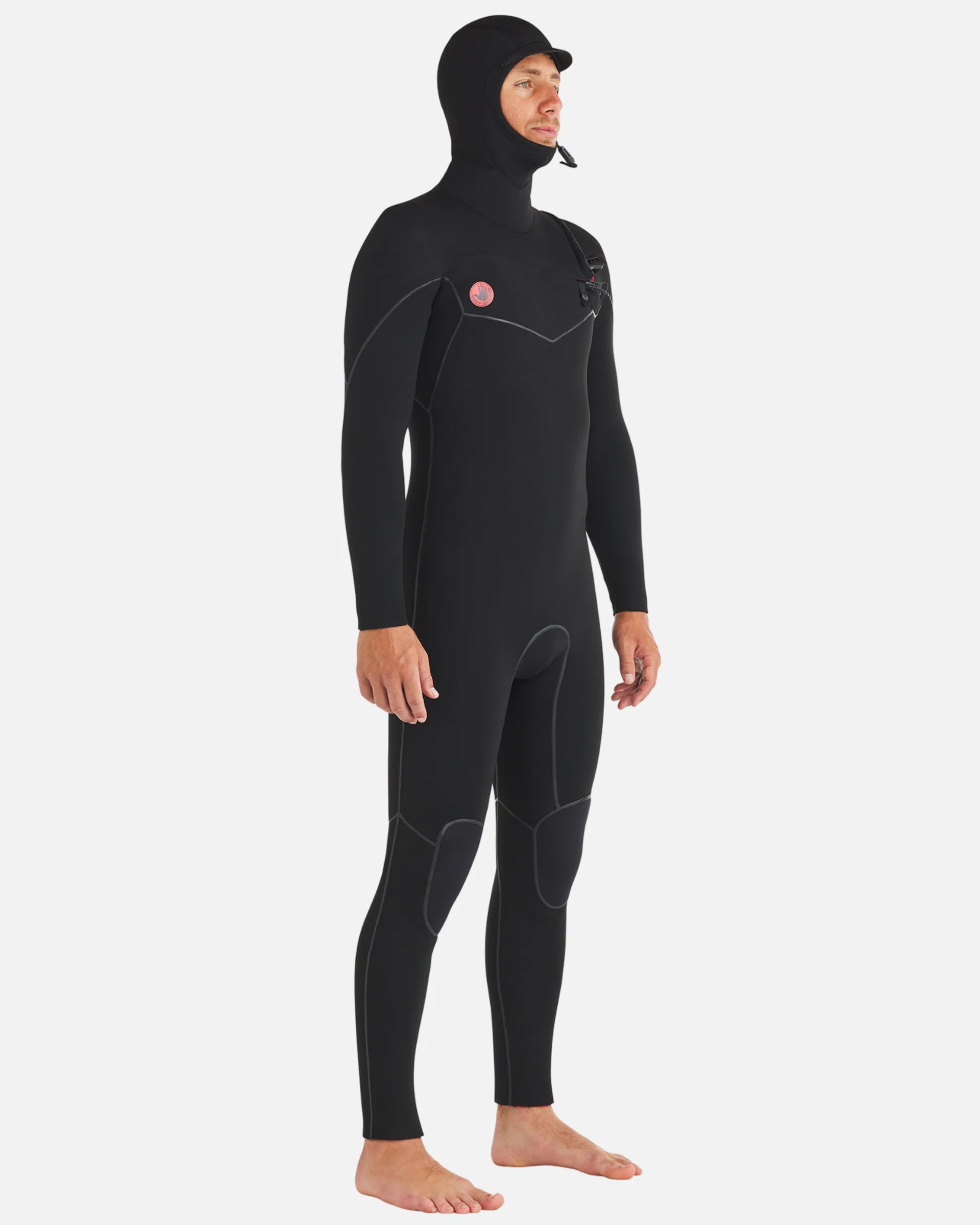 4/3mm Red Cell Hooded Chest-Zip Fullsuit - Black - Image 4