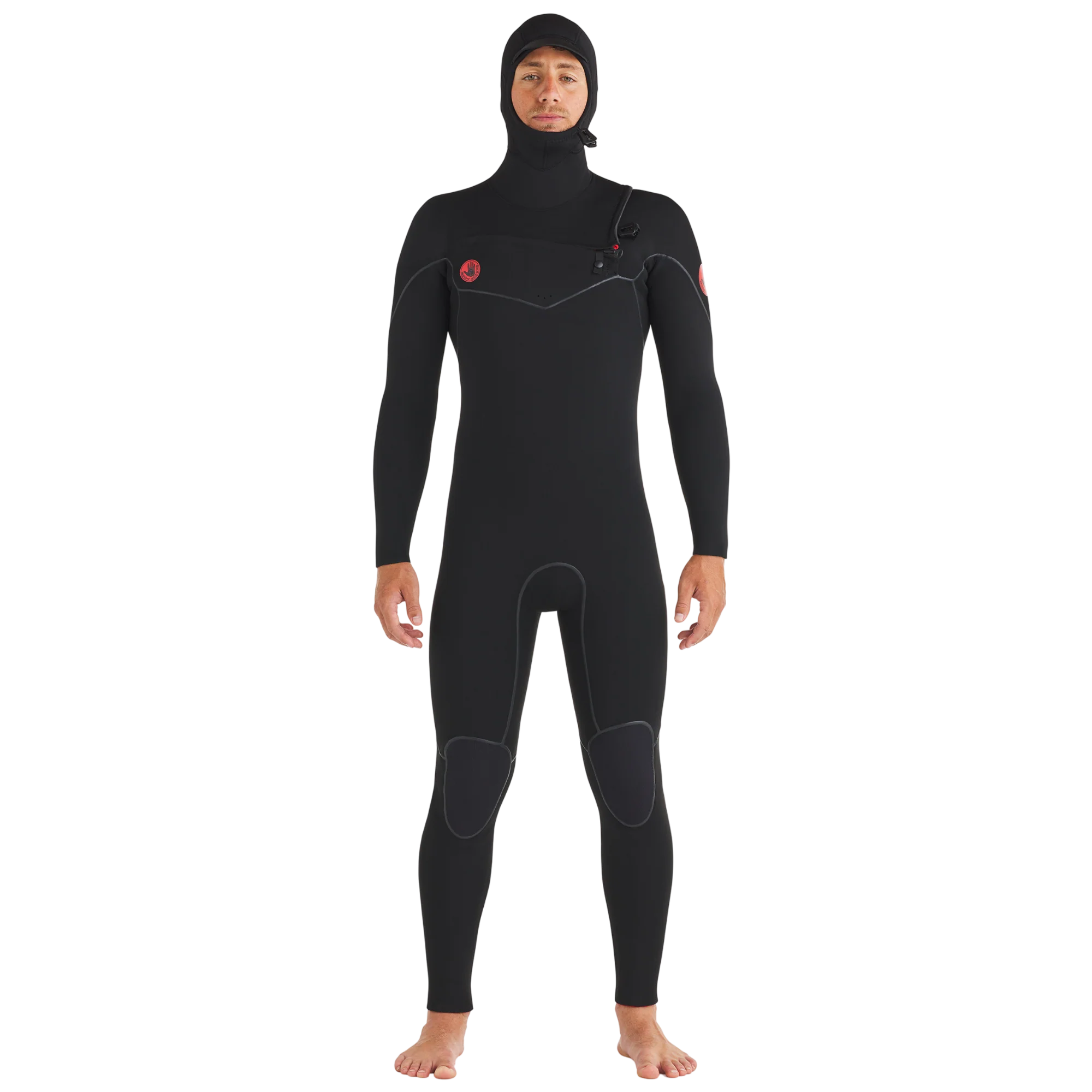 5/4/3mm Red Cell Chest-Zip Hooded Fullsuit - Black