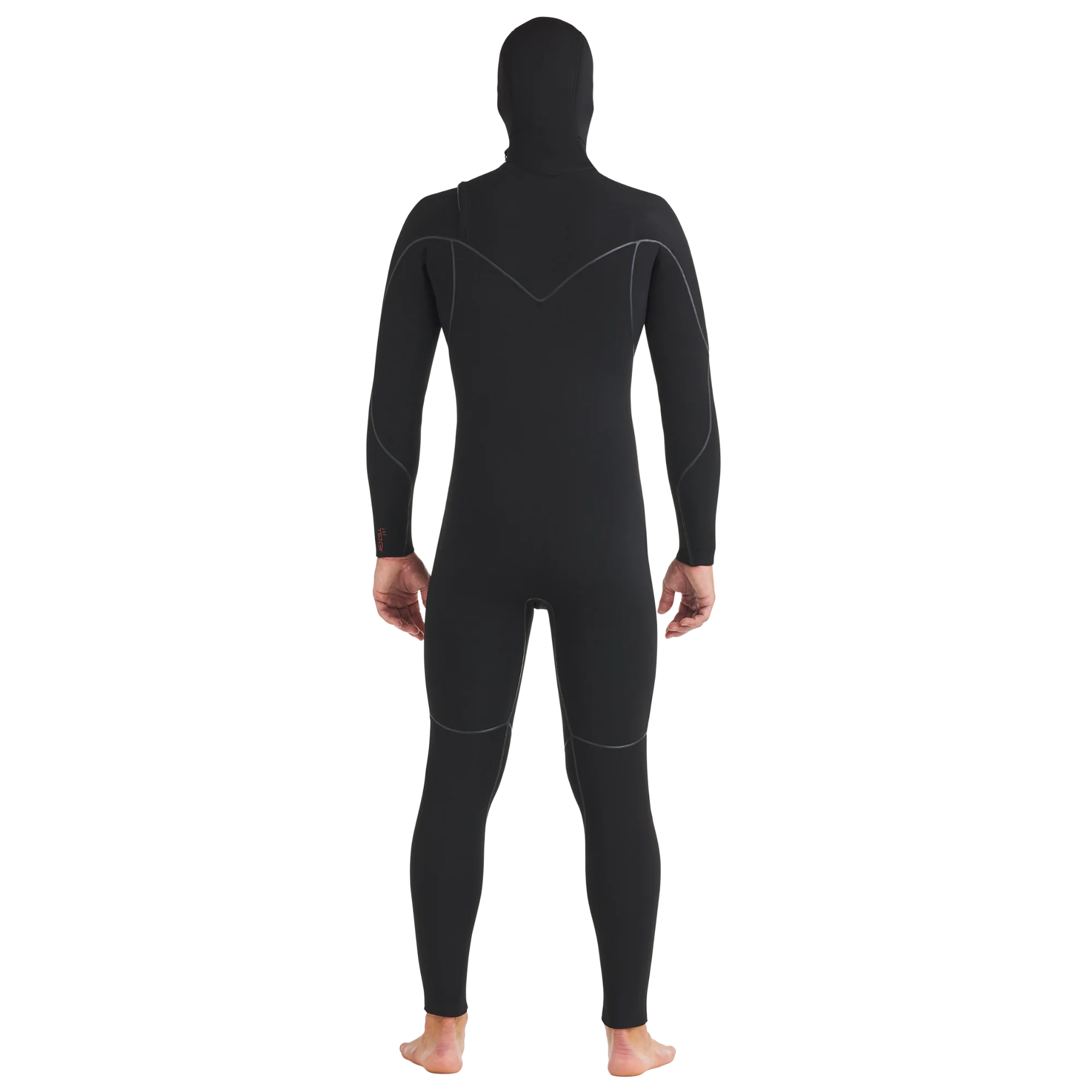 5/4/3mm Red Cell Chest-Zip Hooded Fullsuit - Black - Image 2