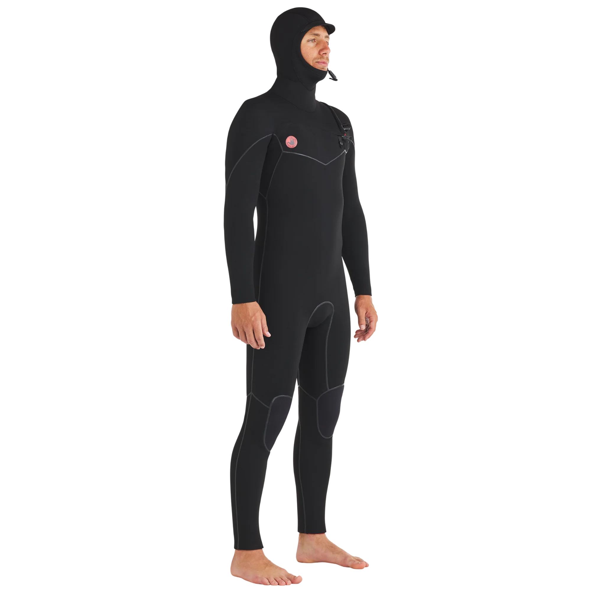 5/4/3mm Red Cell Chest-Zip Hooded Fullsuit - Black - Image 4
