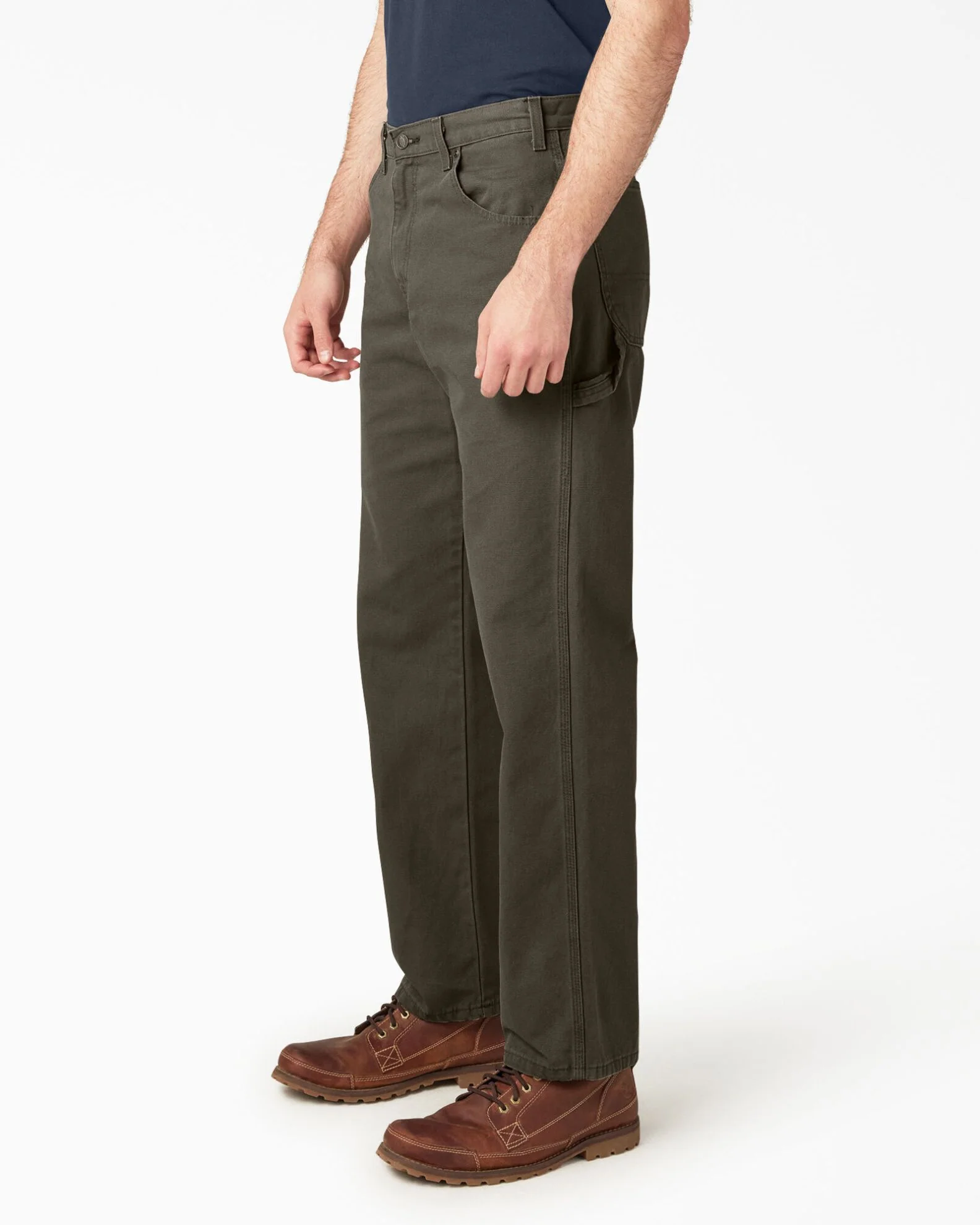 Relaxed Fit Heavyweight Duck Carpenter Pants - Rinsed Moss Green - Image 3