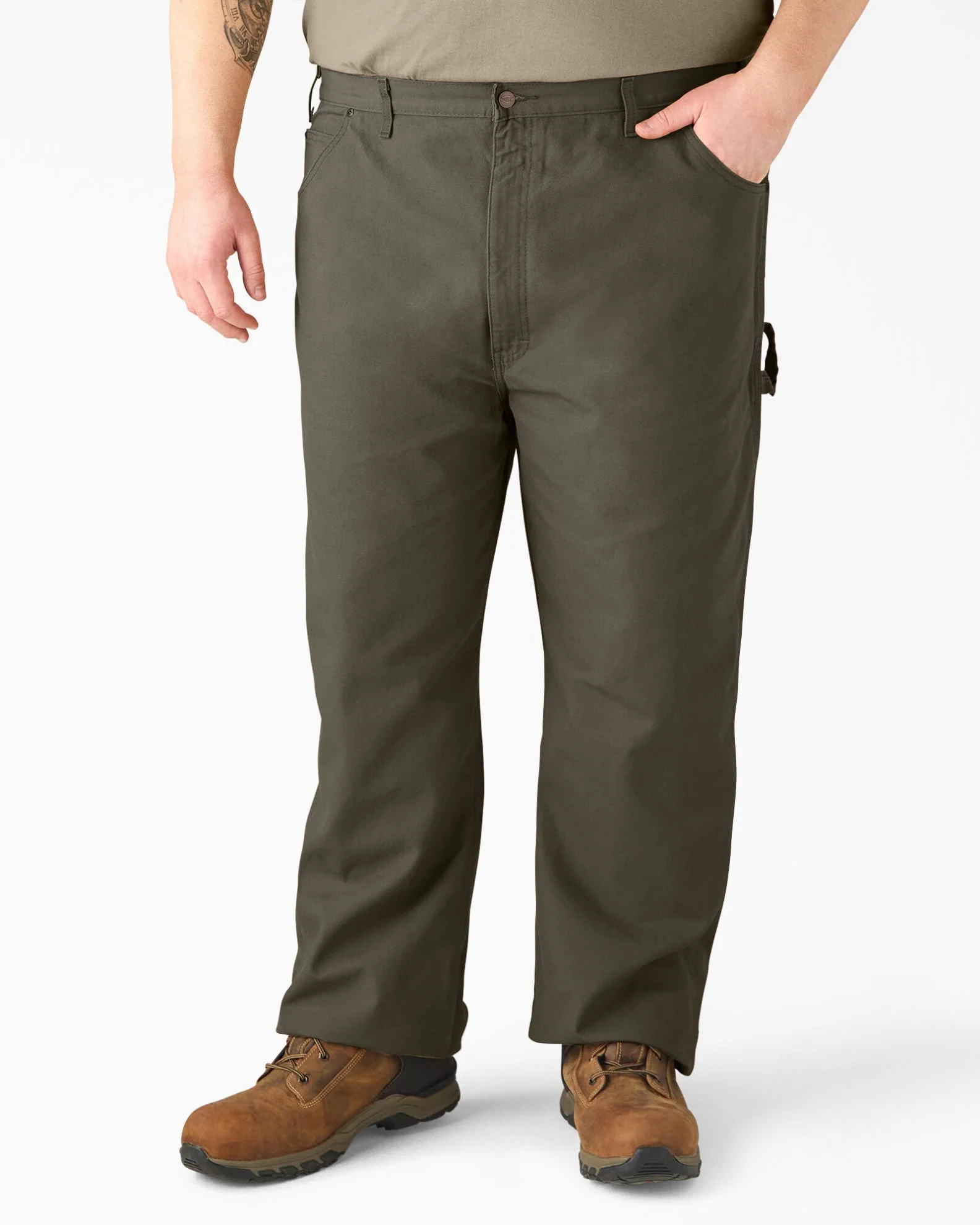 Relaxed Fit Heavyweight Duck Carpenter Pants - Rinsed Moss Green - Image 4