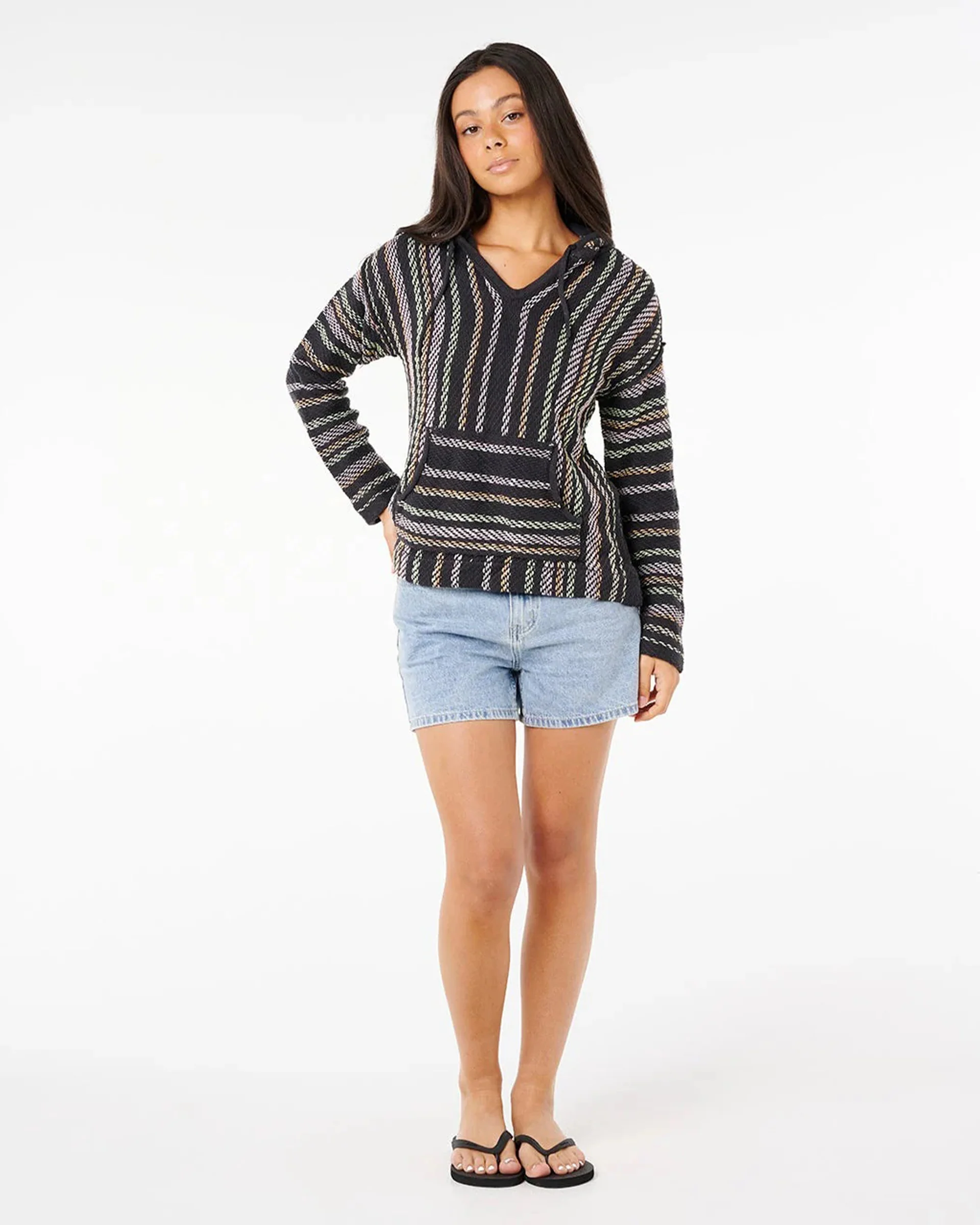Revival Knit Poncho - Washed Black - Image 4