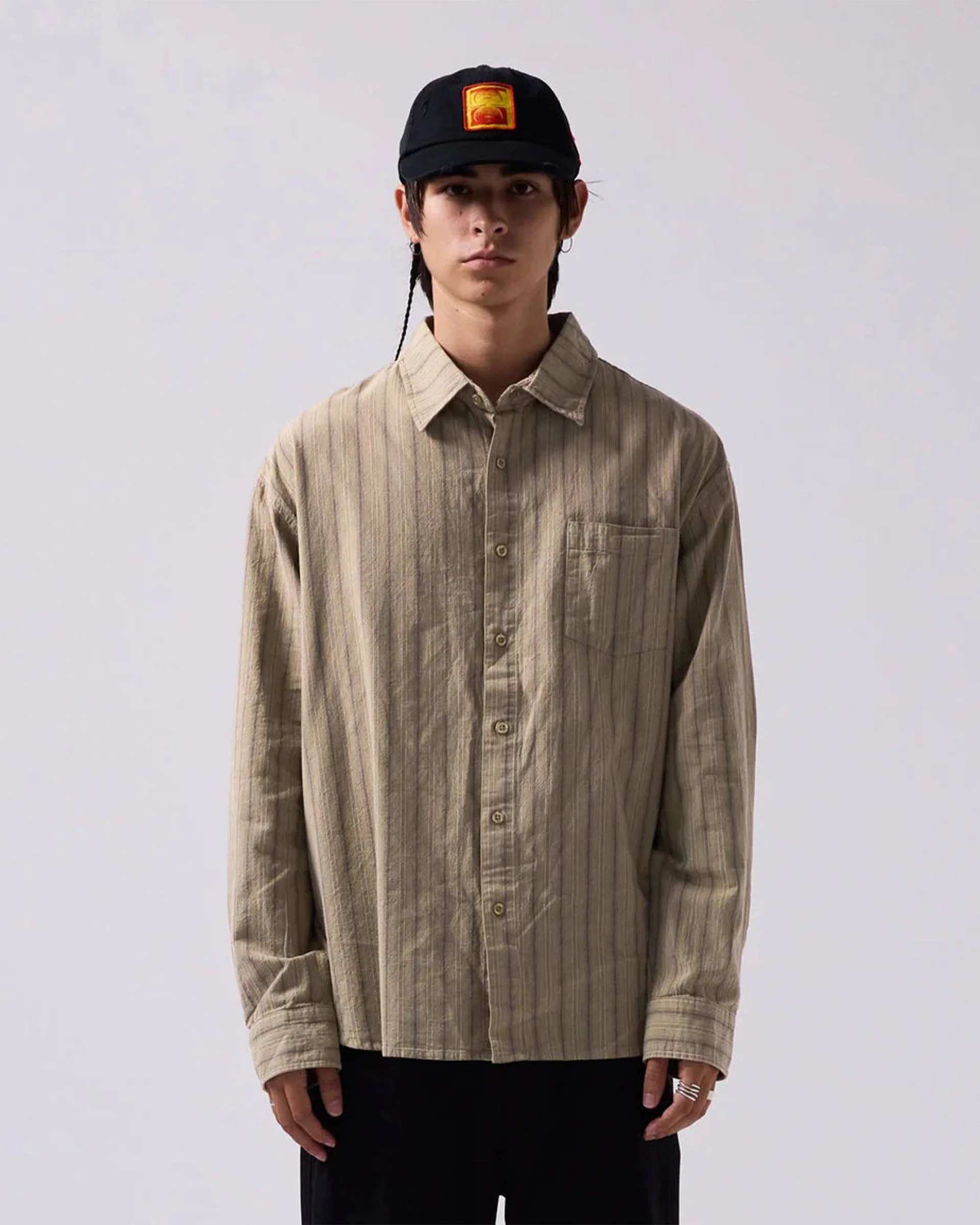 Reynolds Striped L/S Shirt - Moss