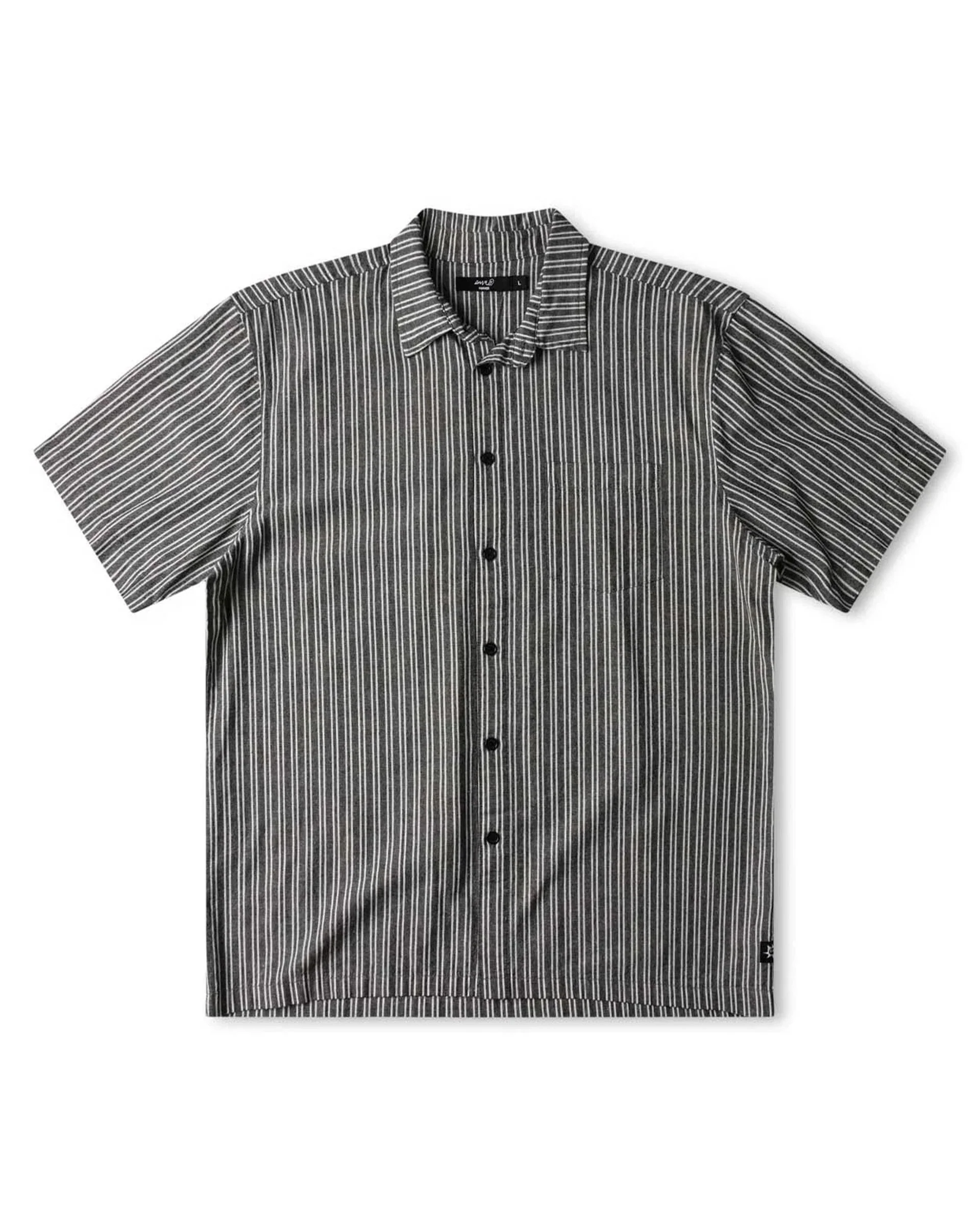 Reynolds Striped S/S Shirt - Black - Image 6