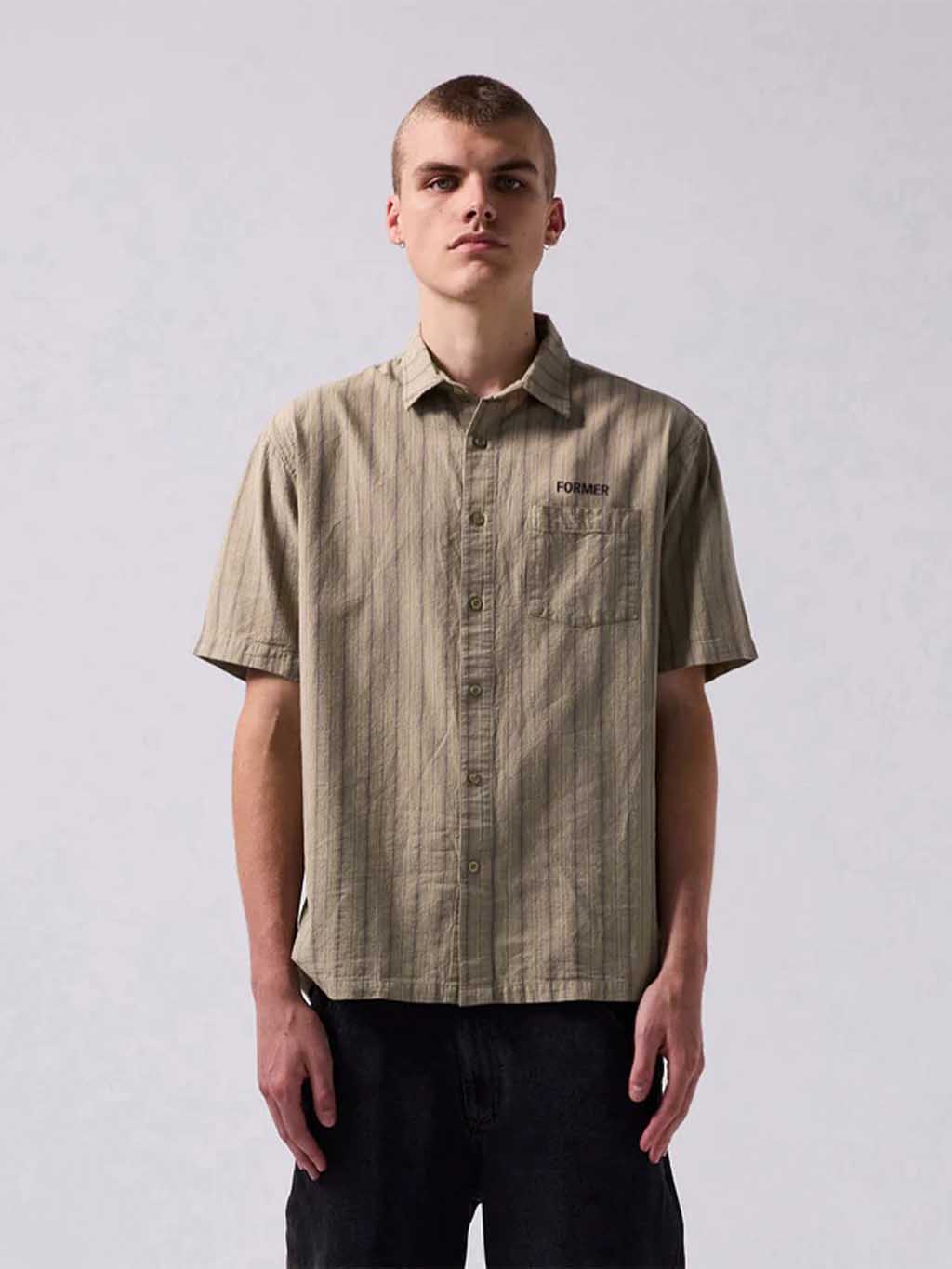 Reynolds Striped S/S Shirt - Moss