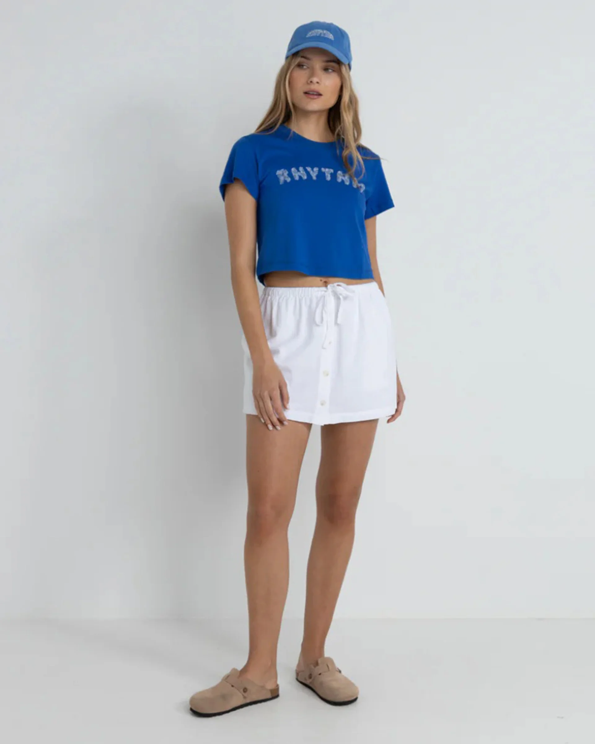 Rhythm Flower Crop Crew S/S T-Shirt - Blue - Image 3