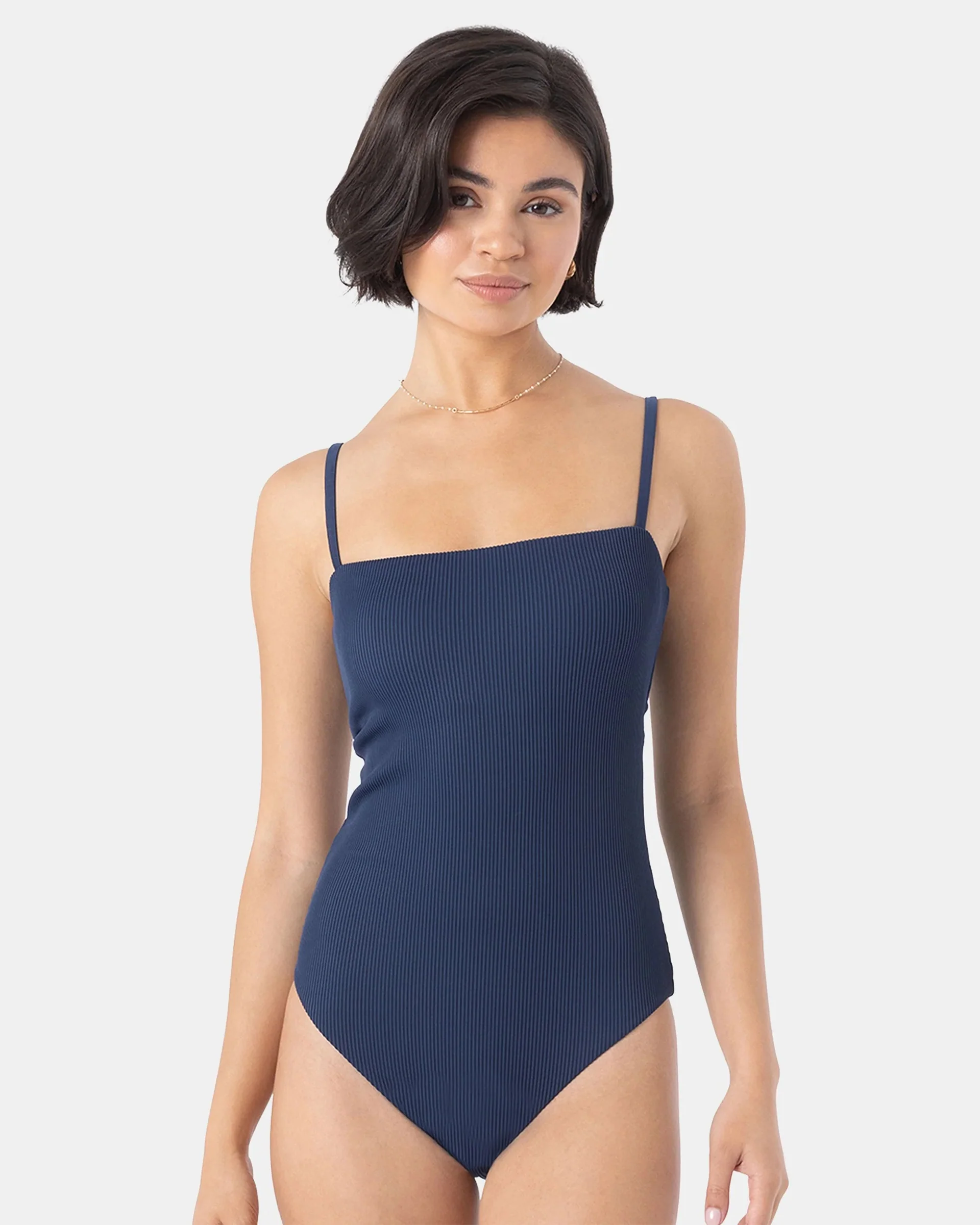 Rib Roxy Love Bandeau One Piece Swimsuit - Mood Indigo