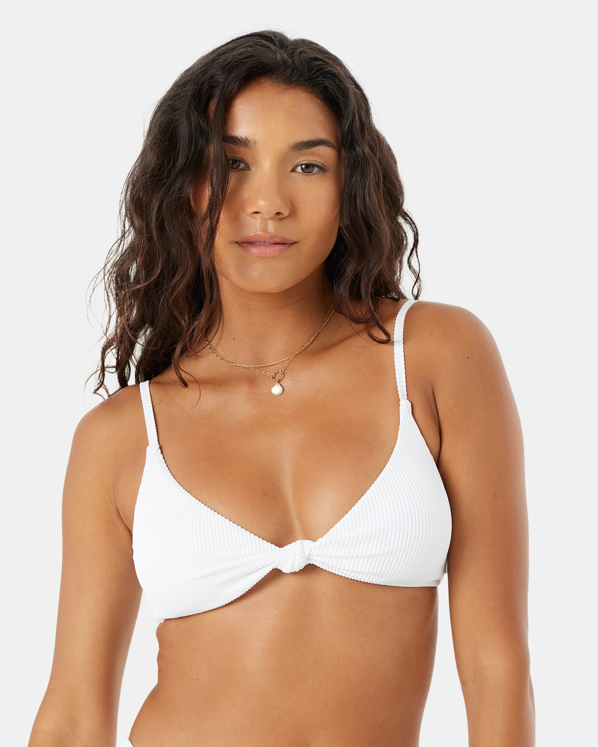 Rib Roxy Love Knot Bralette Bikini Top - White - Image 2