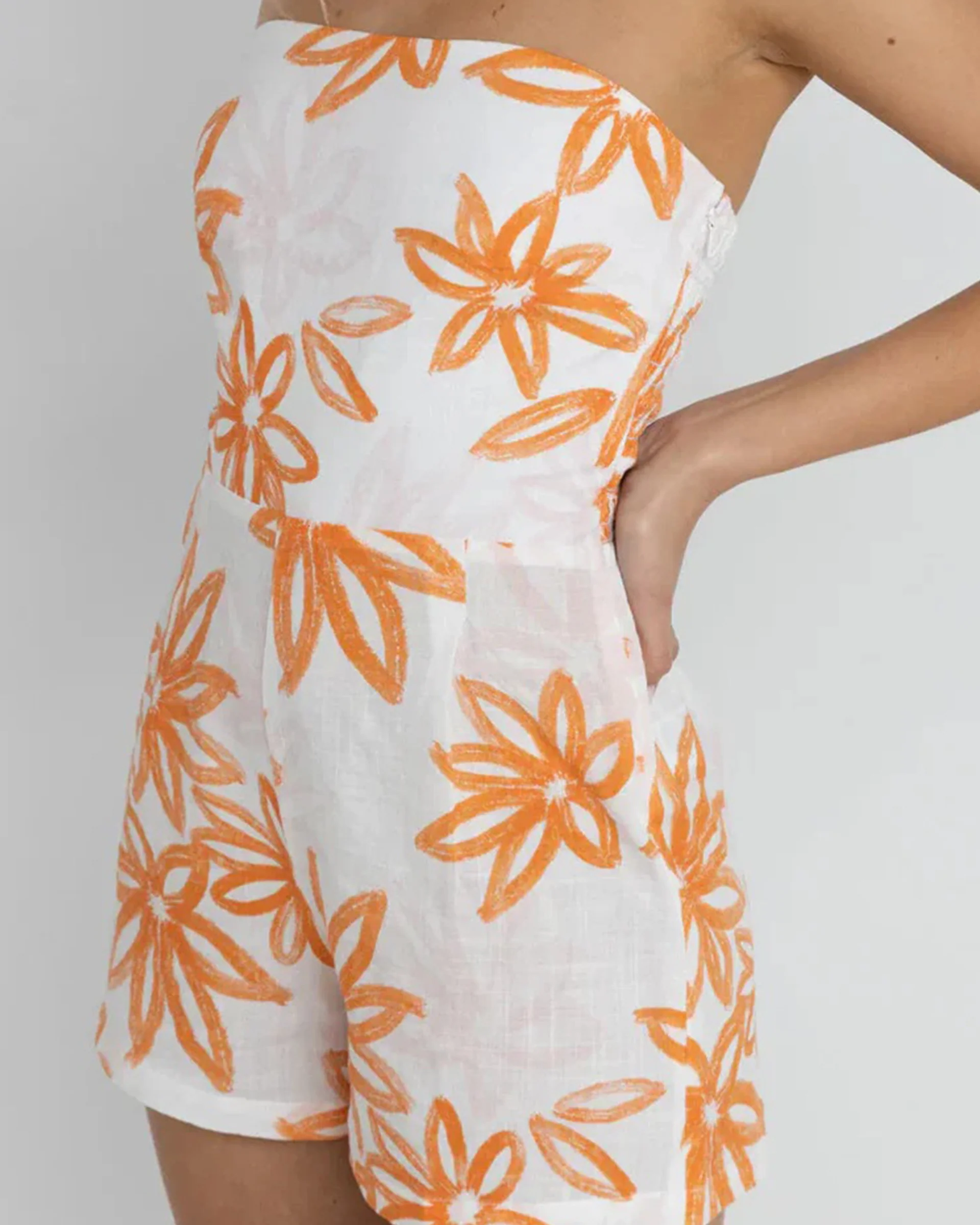 Sanctuary Floral Strapless Romper - White - Image 3