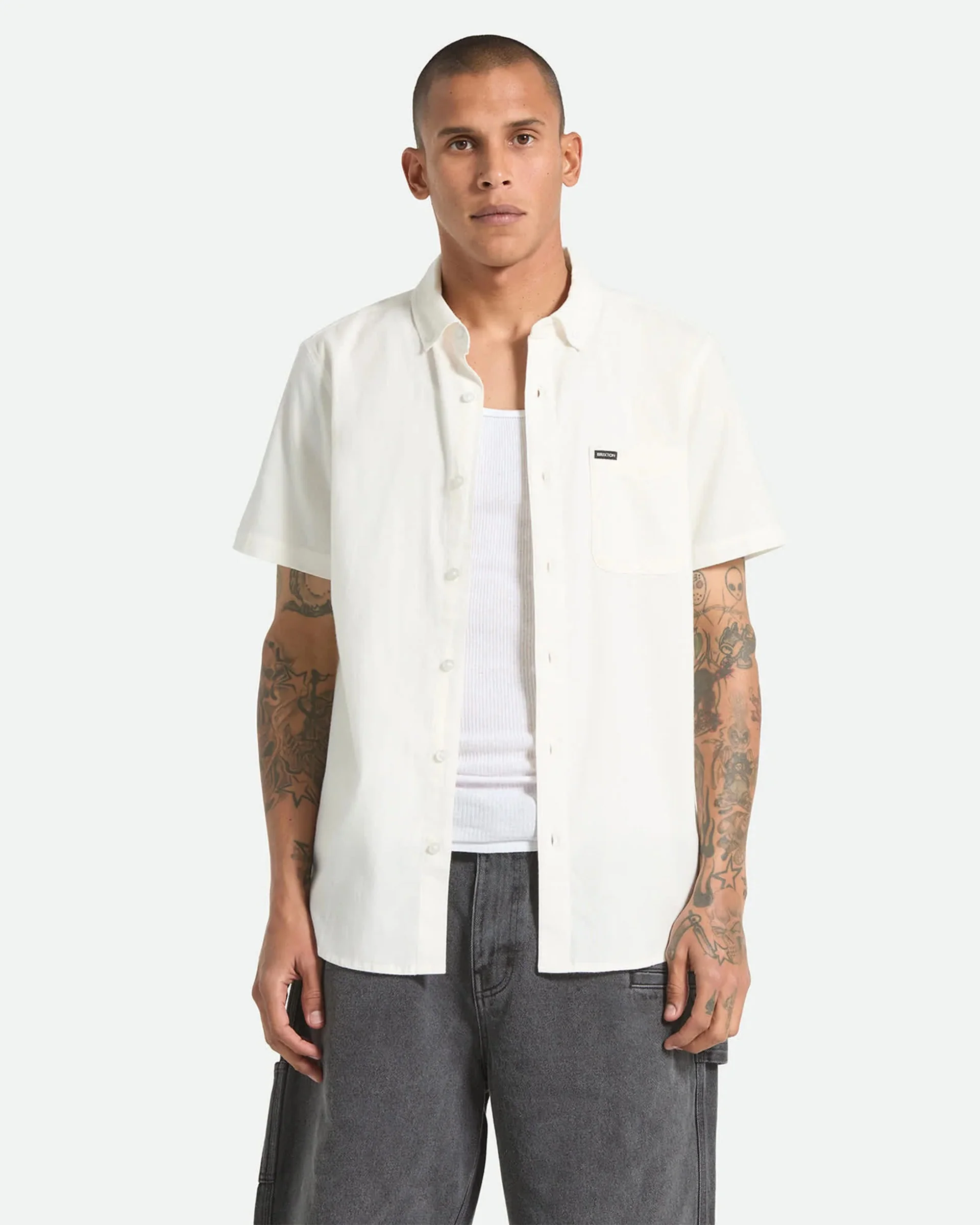 Sanford Oxford S/S Shirt - Off White - Image 2