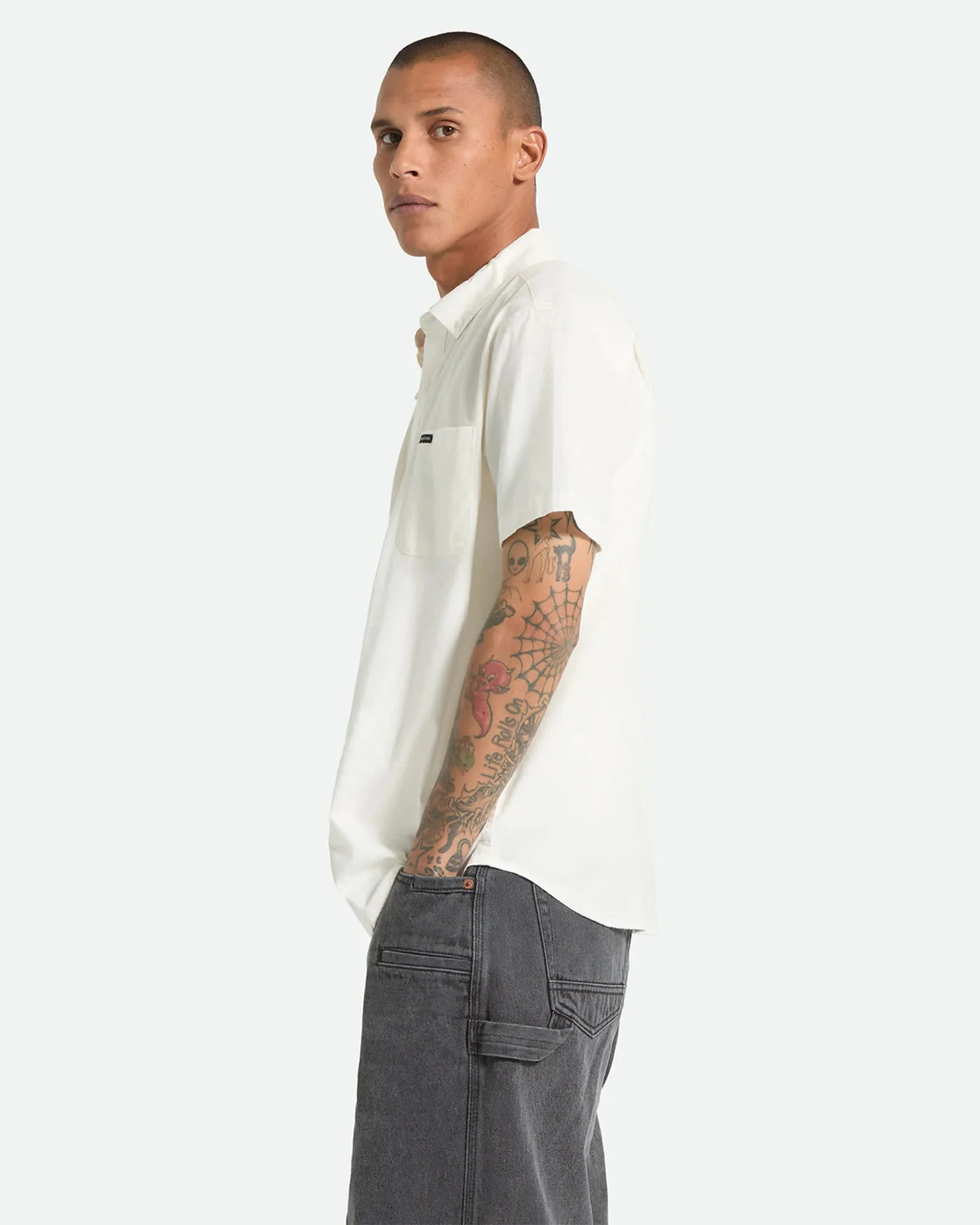 Sanford Oxford S/S Shirt - Off White - Image 3