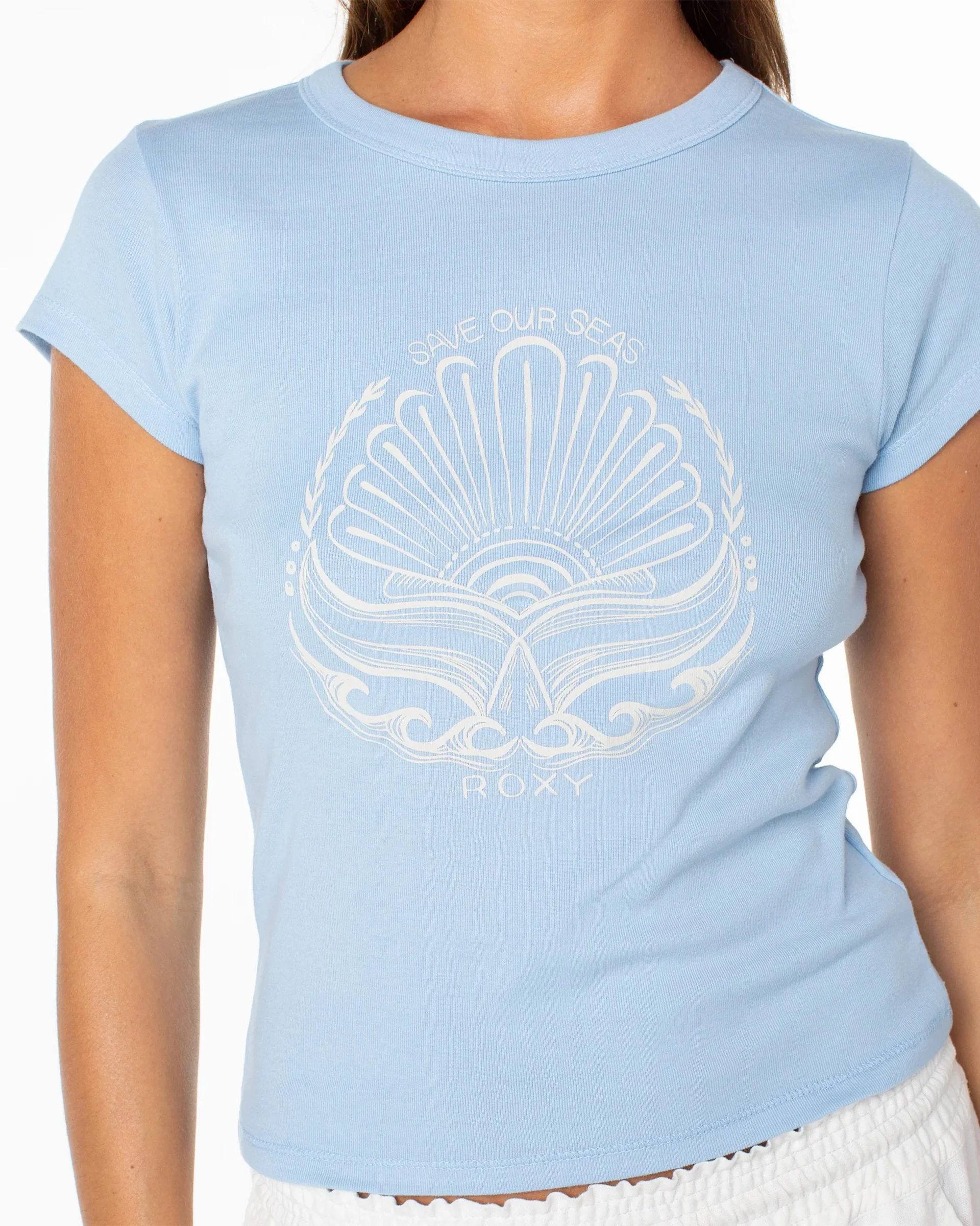 Save Our Seas 90's Baby Tee - Airy Blue Save Our Seas - Image 3