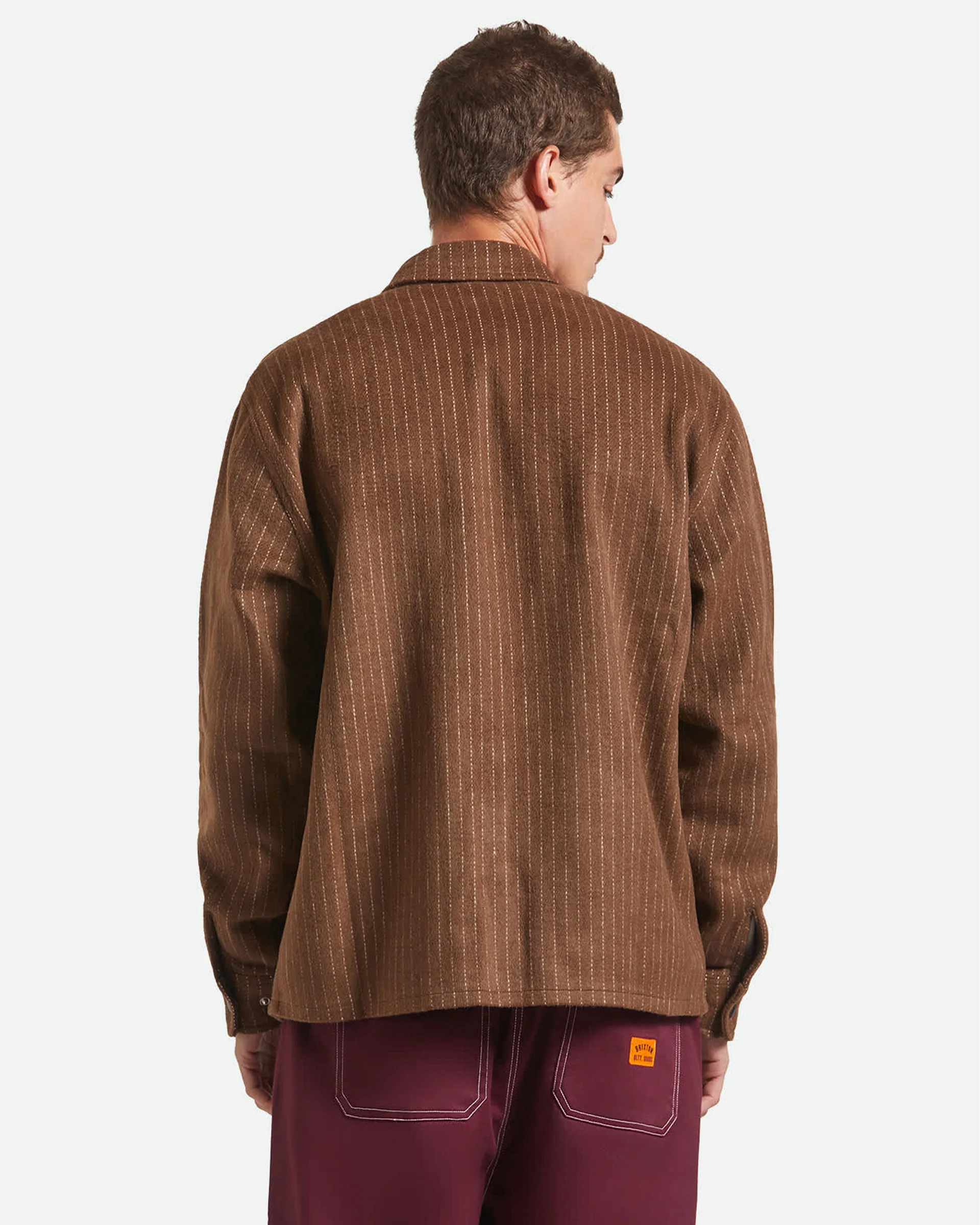 Selden Soft Brushed Flannel - Pinecone Brown Pinestripe - Image 3