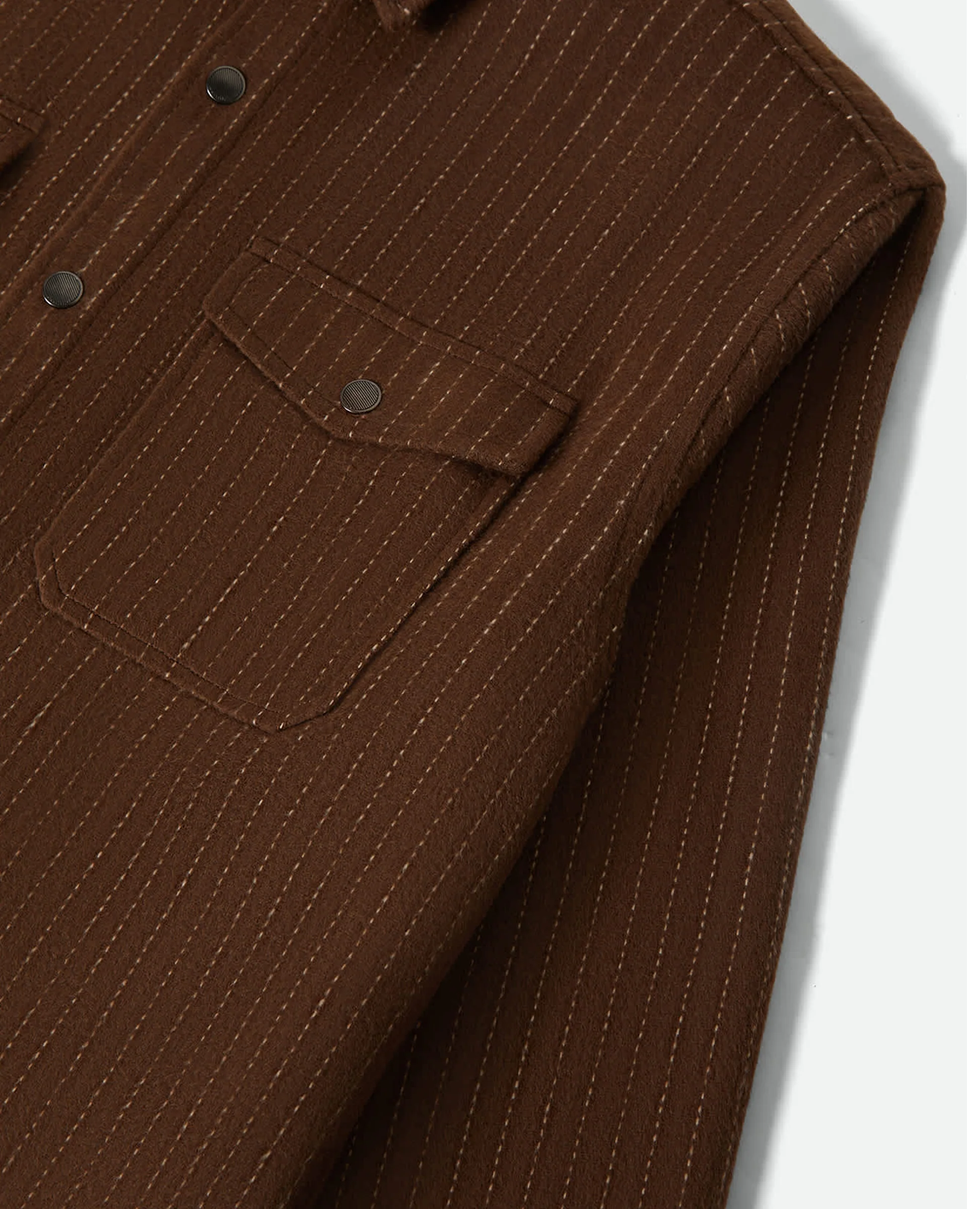 Selden Soft Brushed Flannel - Pinecone Brown Pinestripe - Image 8