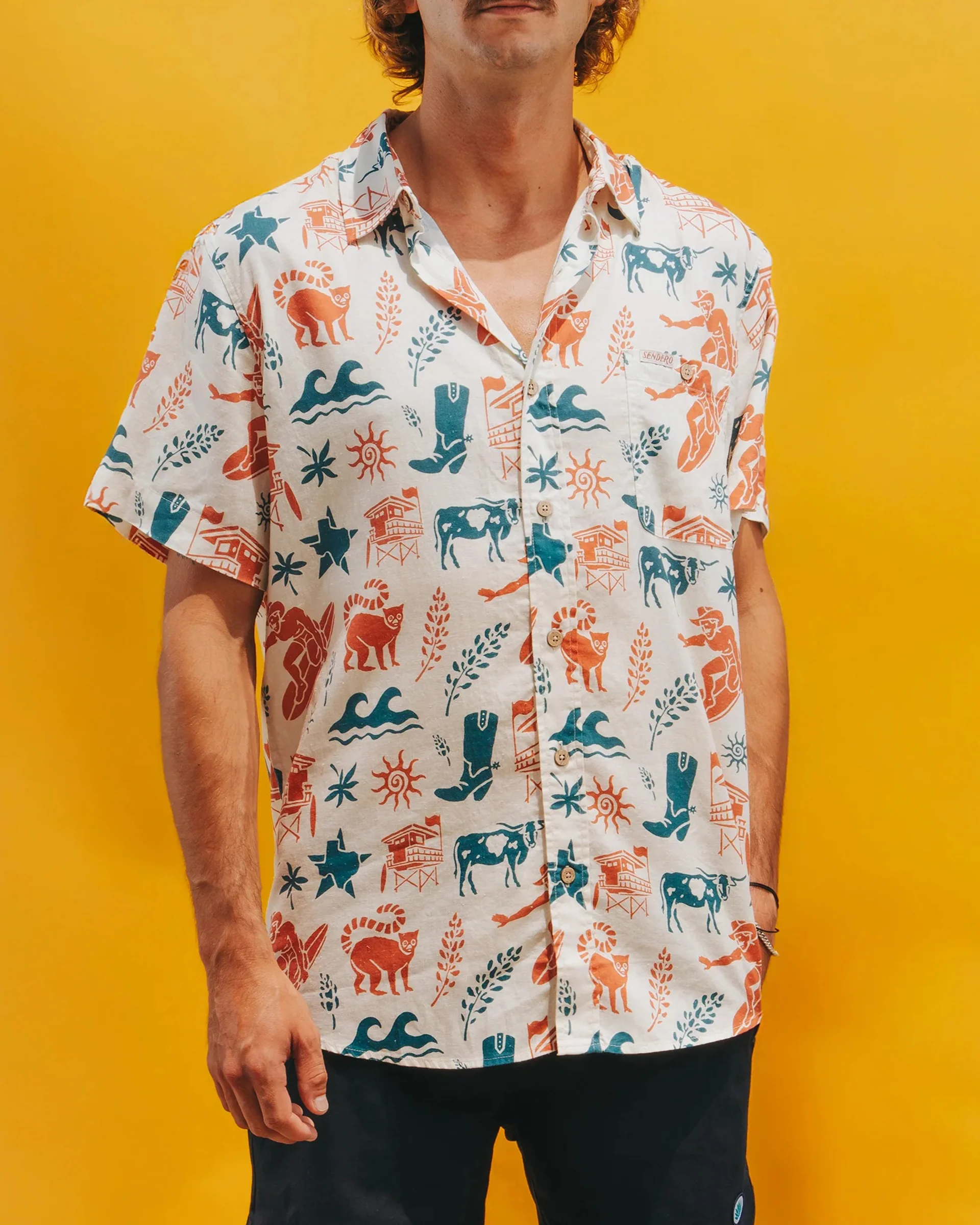 Sendero x Waco Surf City Slicker S/S Shirt - Texas Surf