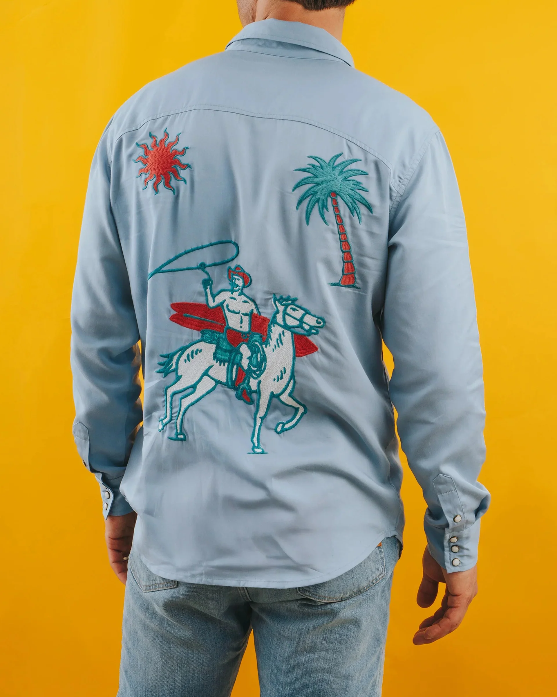 Sendero x Waco Surf Embroidered Pearl Snap L/S Shirt - Ranch and Reef