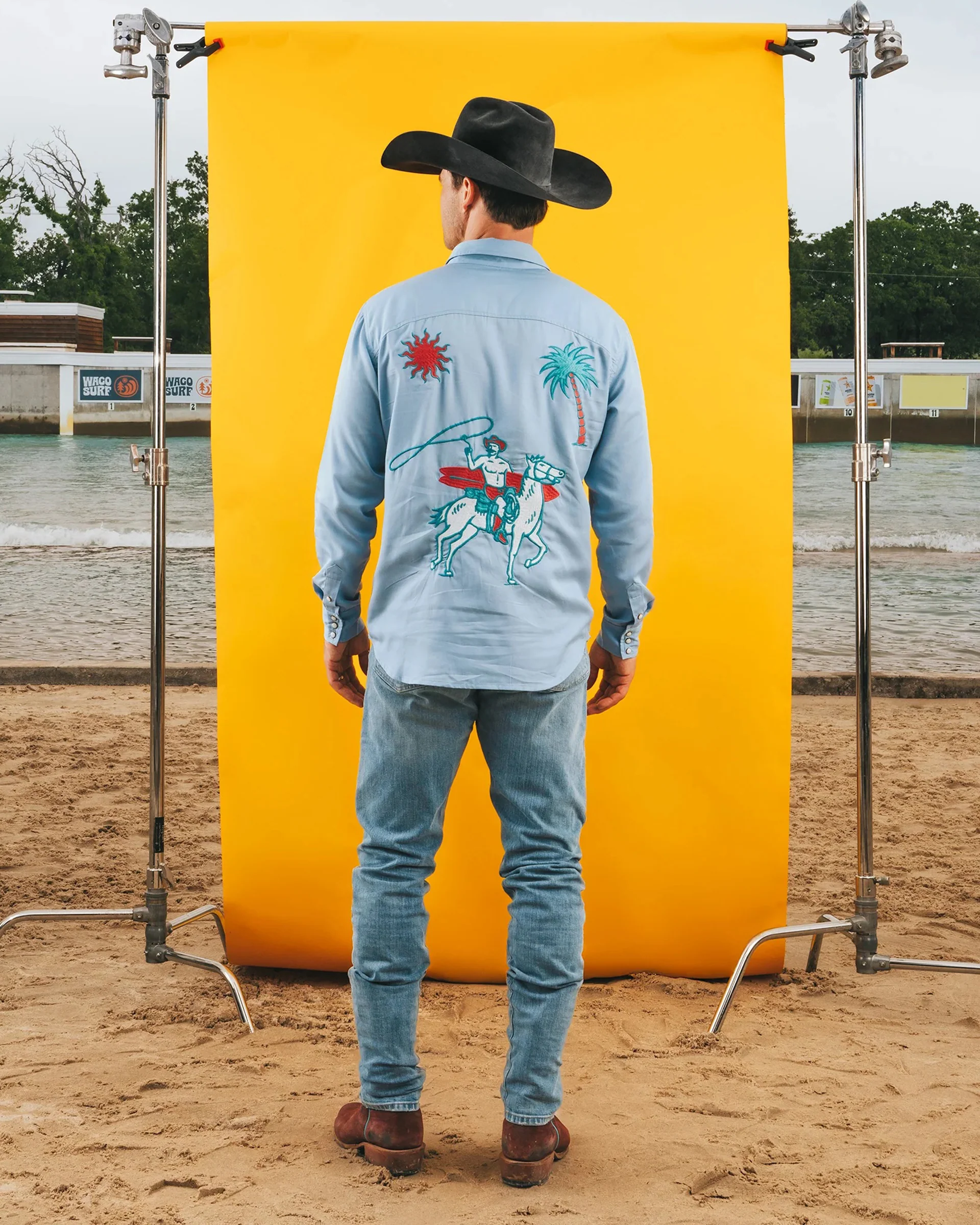 Sendero x Waco Surf Embroidered Pearl Snap L/S Shirt - Ranch and Reef - Image 2