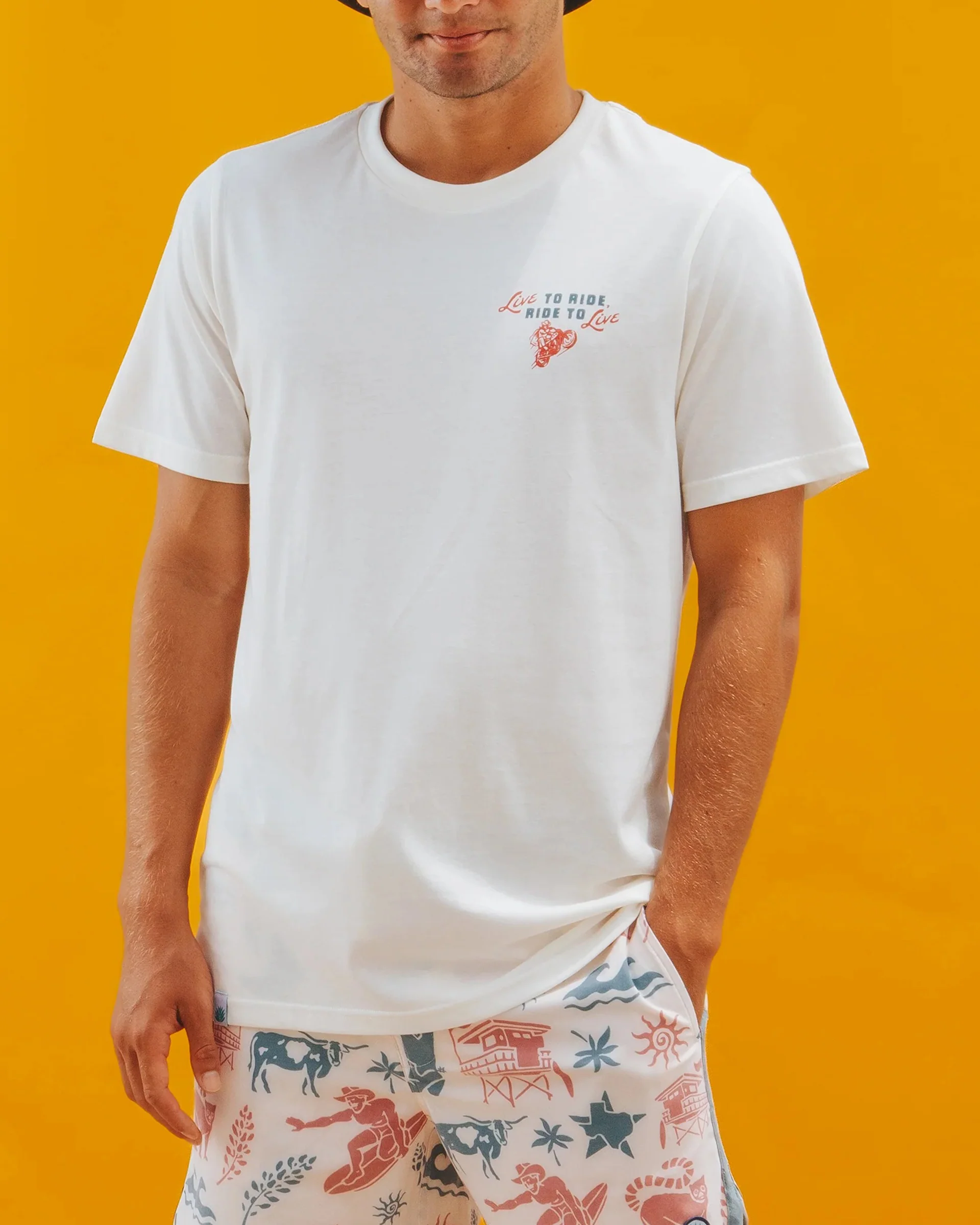 Sendero x Waco Surf Live To Ride S/S T-Shirt - Vintage White - Image 3