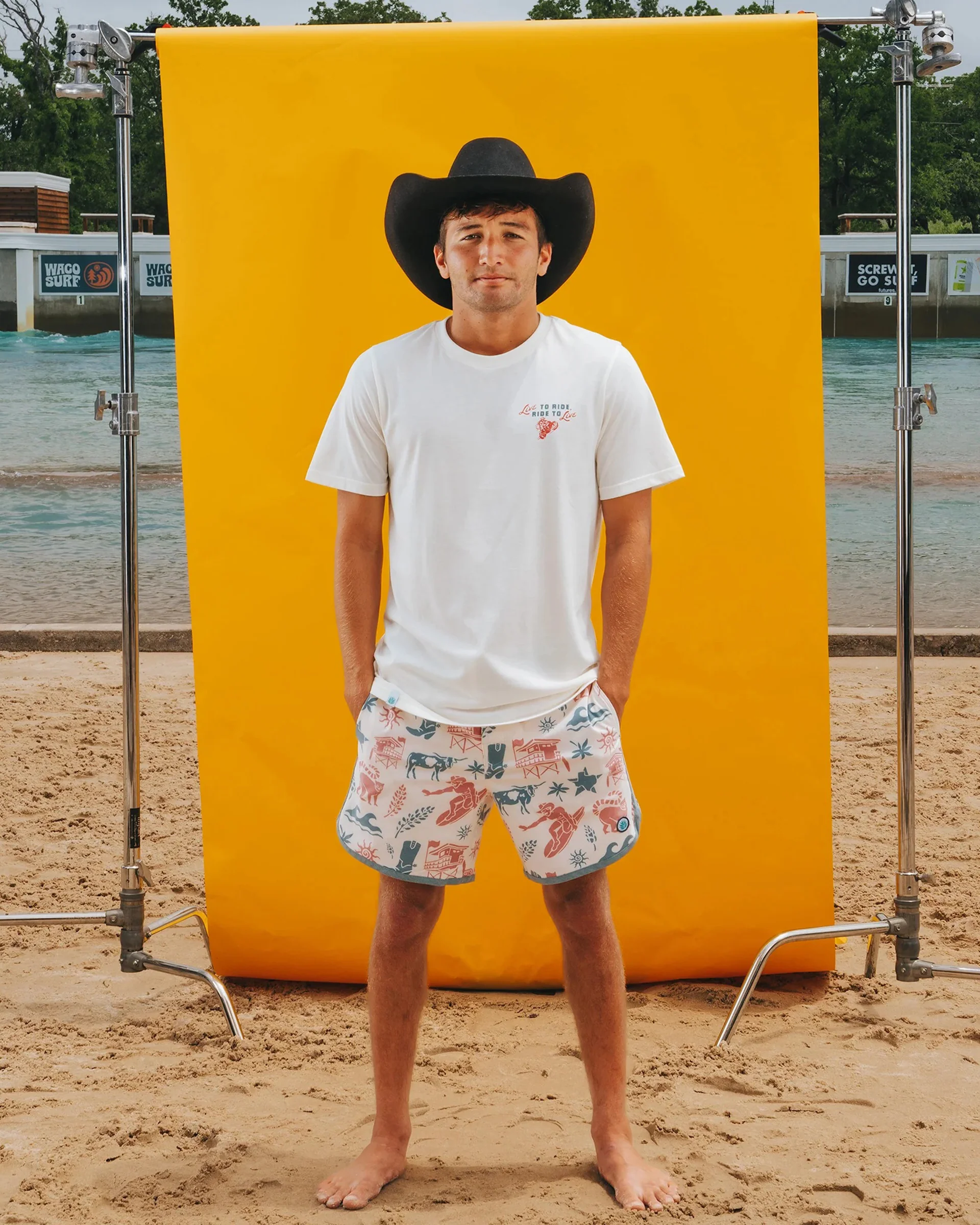 Sendero x Waco Surf Live To Ride S/S T-Shirt - Vintage White - Image 5