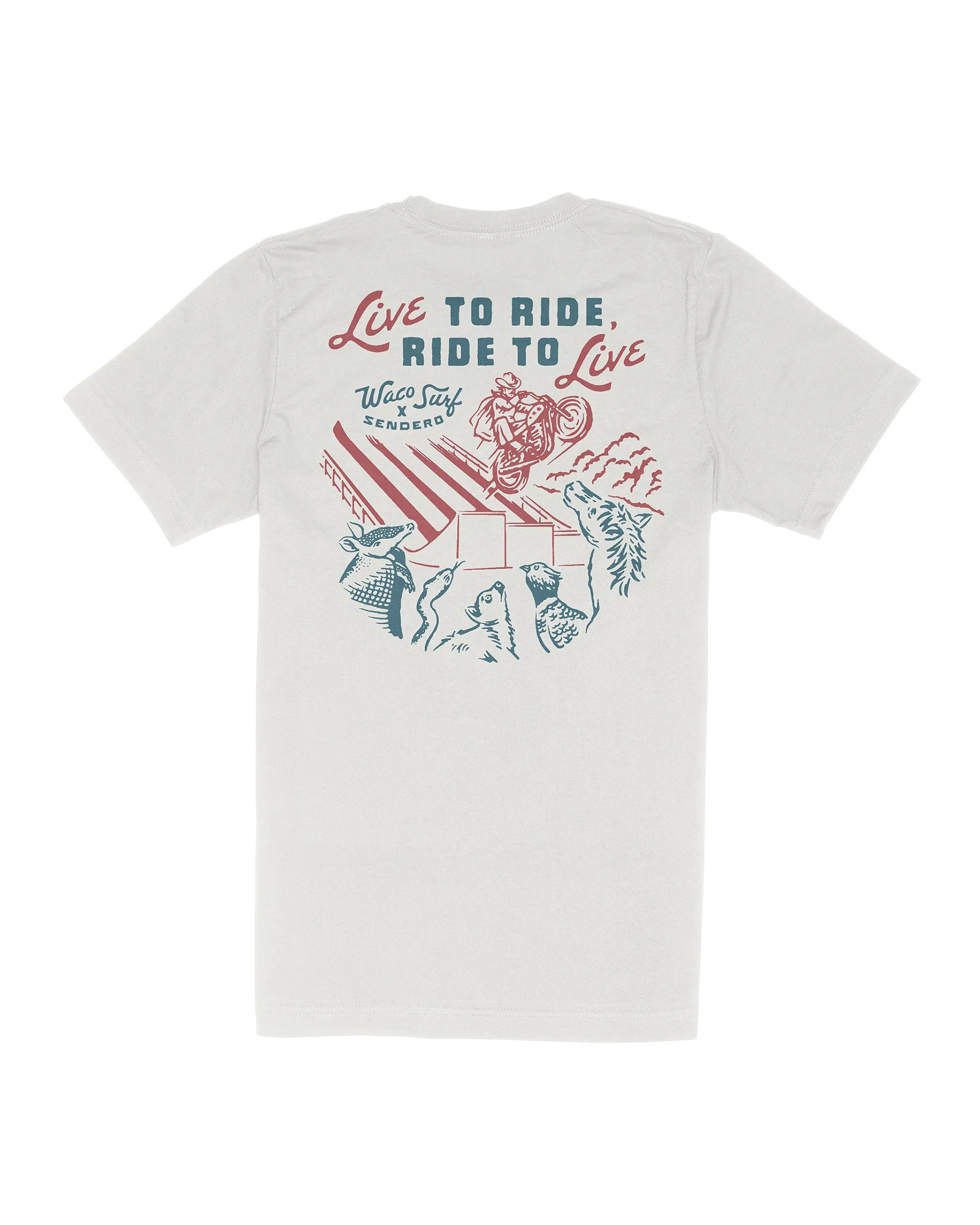 Sendero x Waco Surf Live To Ride S/S T-Shirt - Vintage White - Image 6