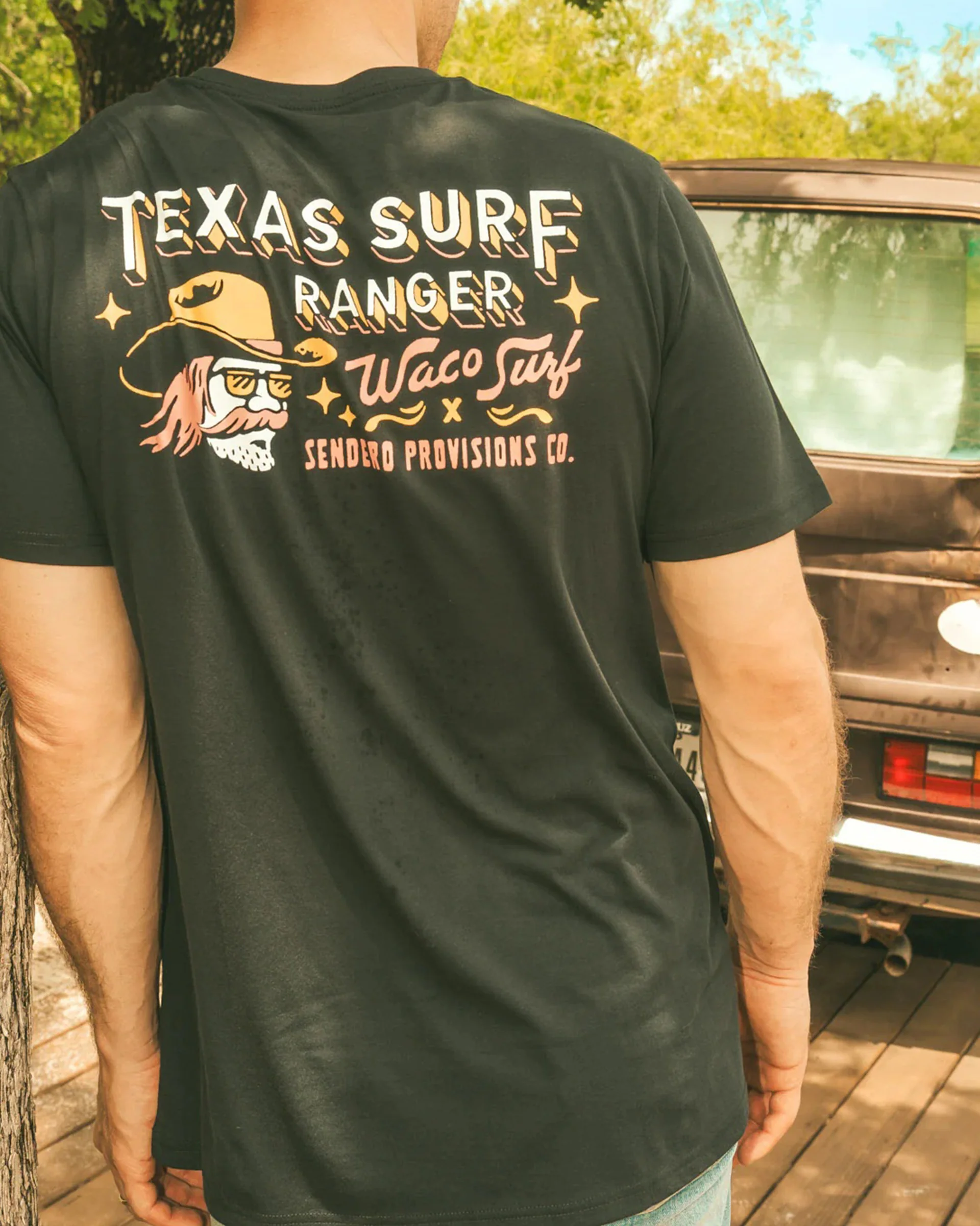 Sendero x Waco Surf Texas Surf Ranger S/S T-Shirt - Black - Image 2