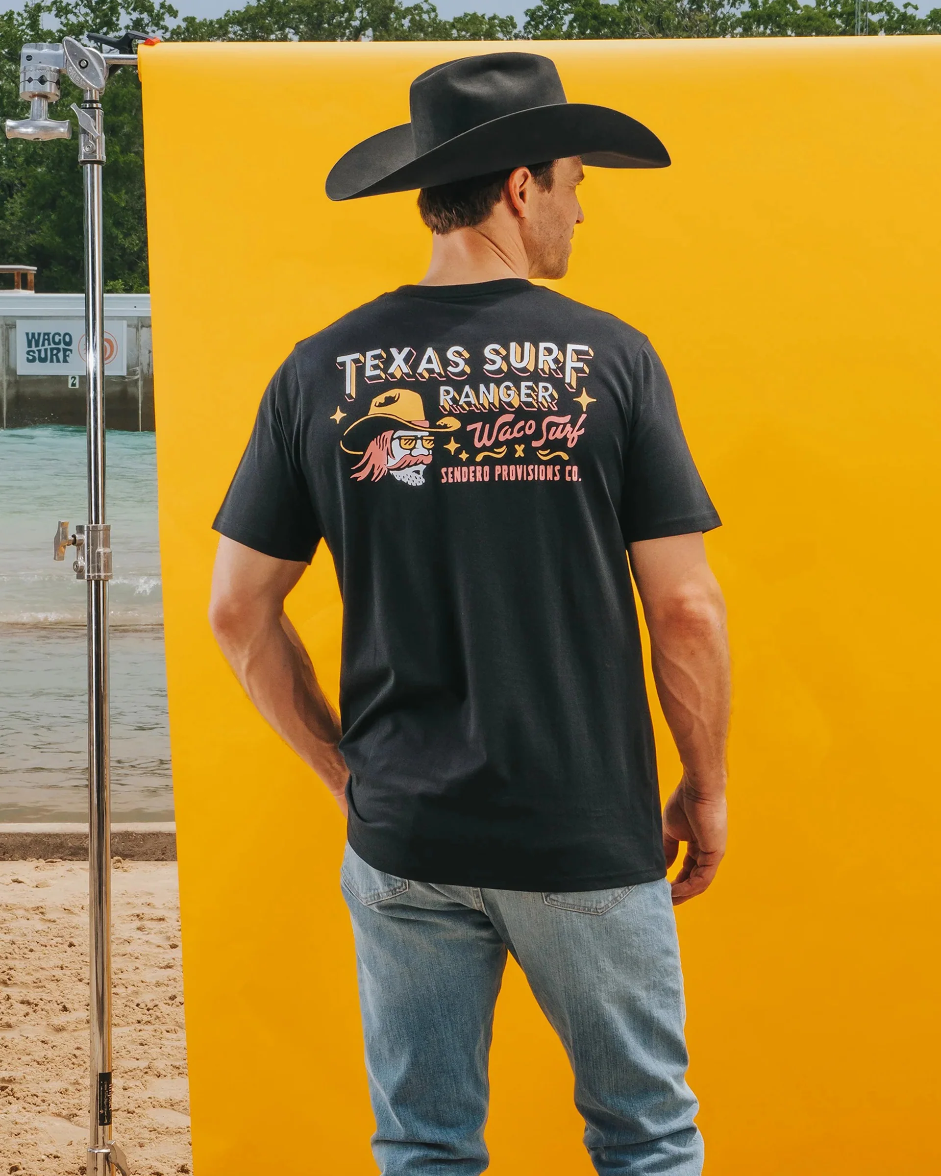 Sendero x Waco Surf Texas Surf Ranger S/S T-Shirt - Black - Image 3