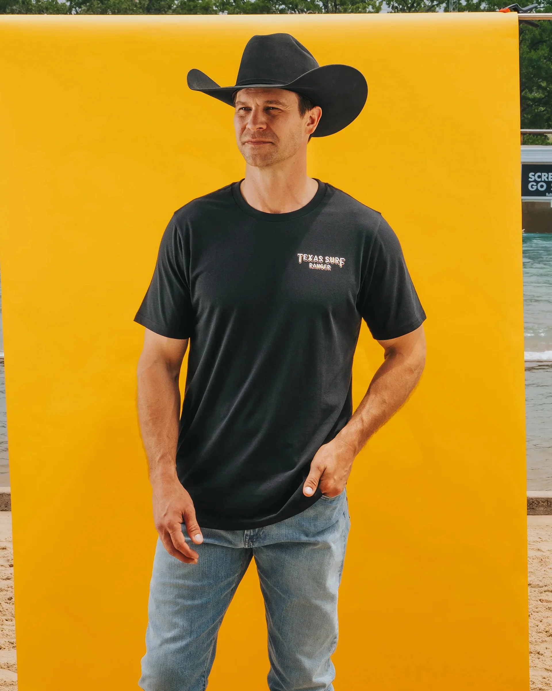 Sendero x Waco Surf Texas Surf Ranger S/S T-Shirt - Black - Image 4