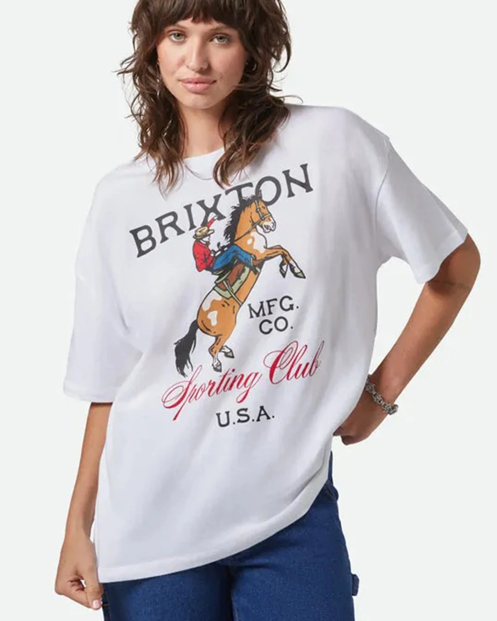 Sporting Club Oversized Boyfriend T-Shirt - White