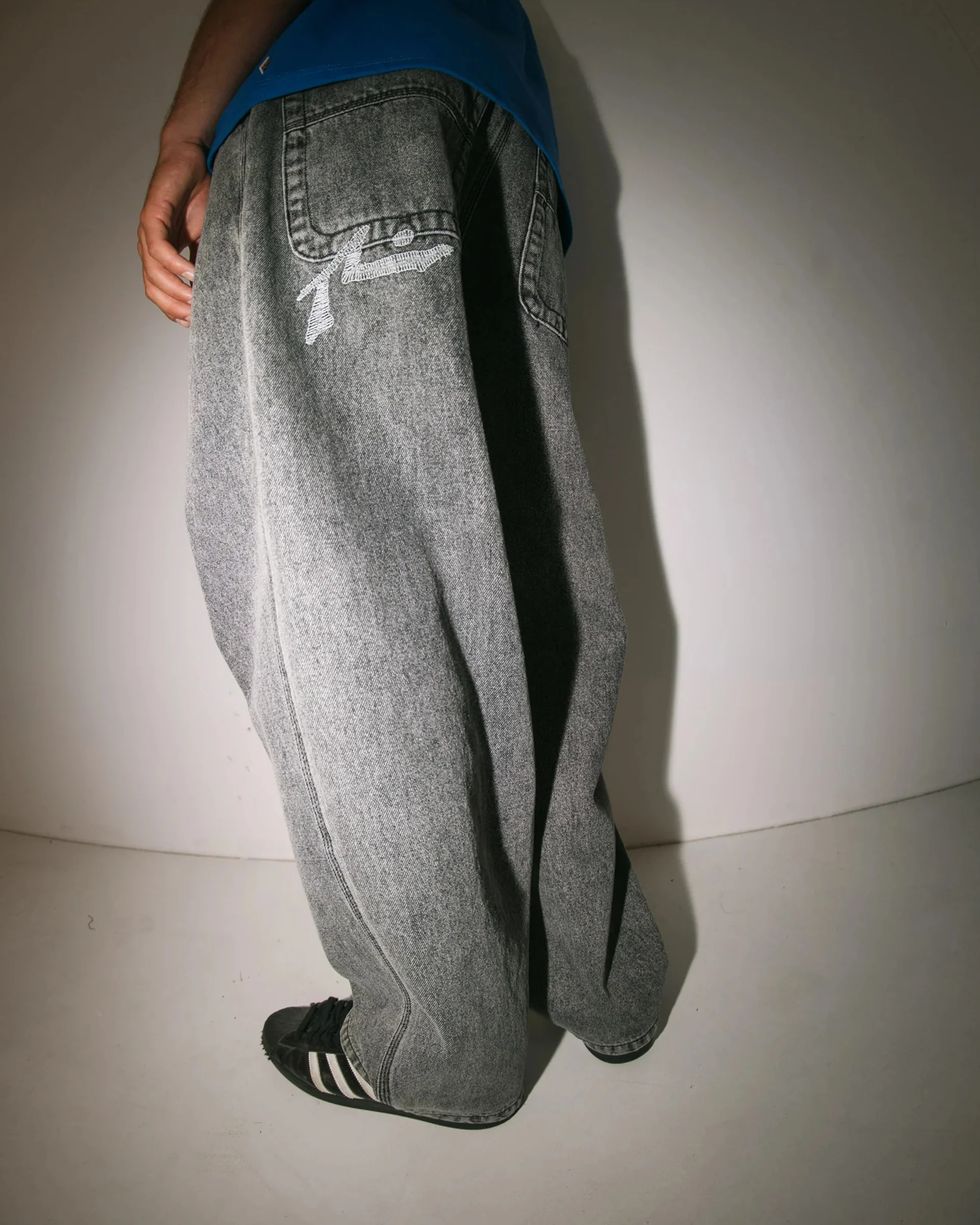 Stitch Up Baggy Jean - Washed Black - Image 2
