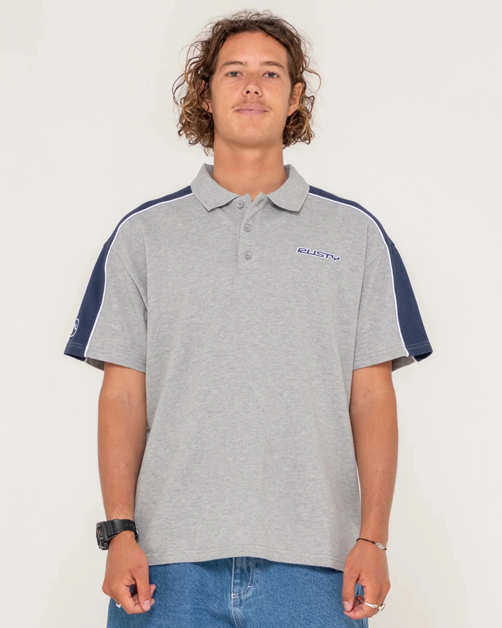 Straight Shooter S/S Polo - Grey Marle