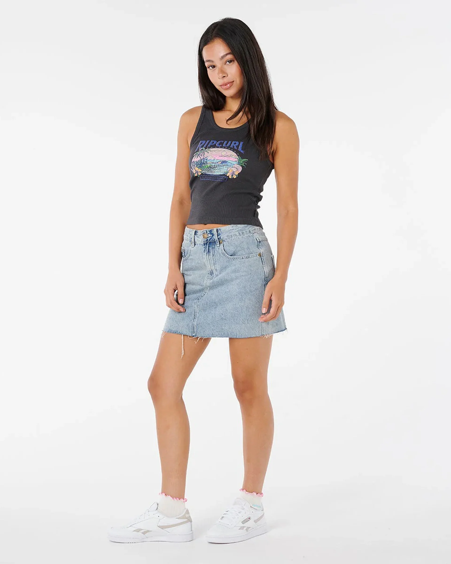 Sunset Ribbed Tank - Washed Black - Image 6