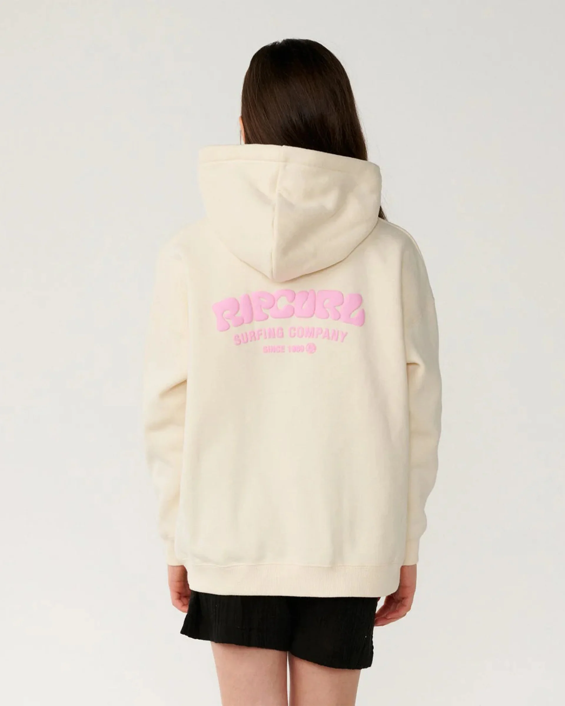 Girl's (8-16) Surf Puff Hood - Bone/Pink - Image 2