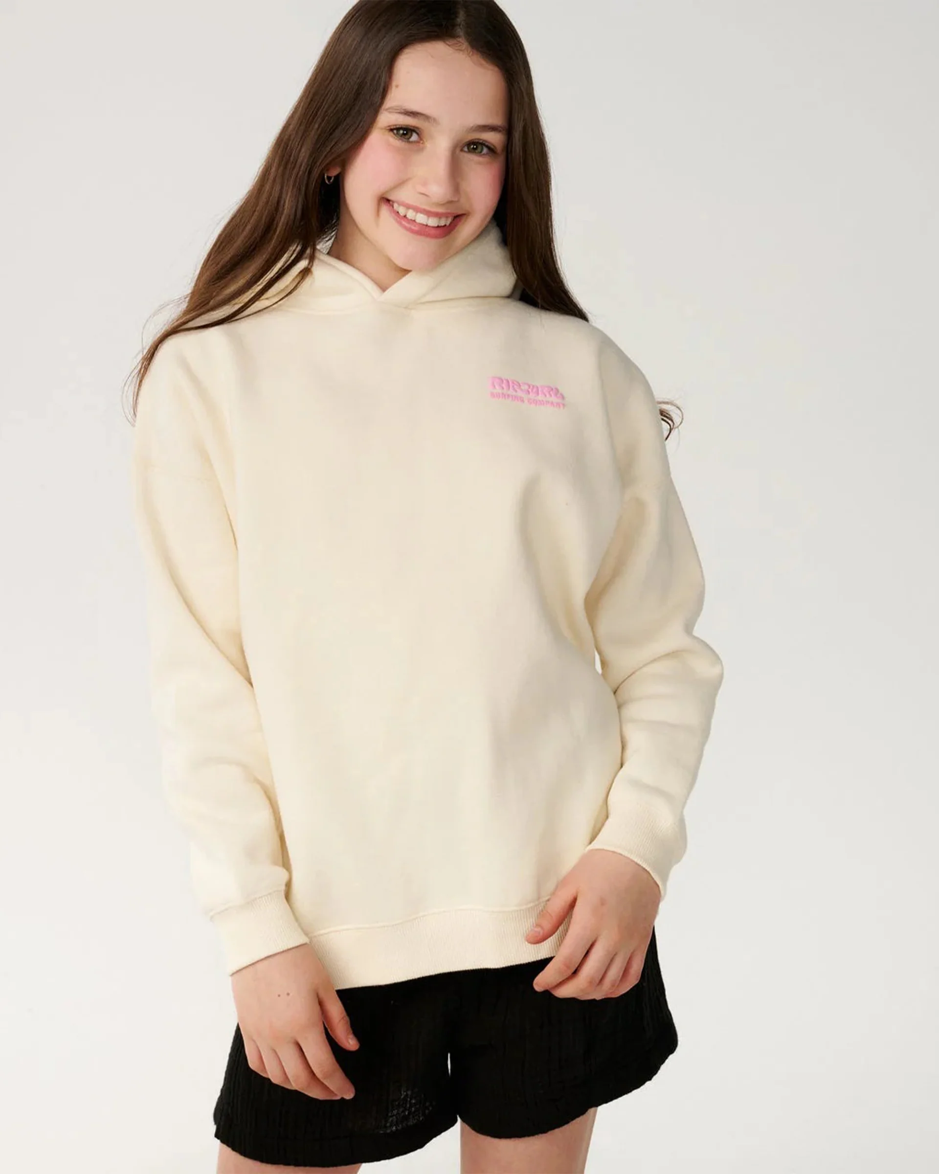 Girl's (8-16) Surf Puff Hood - Bone/Pink - Image 5