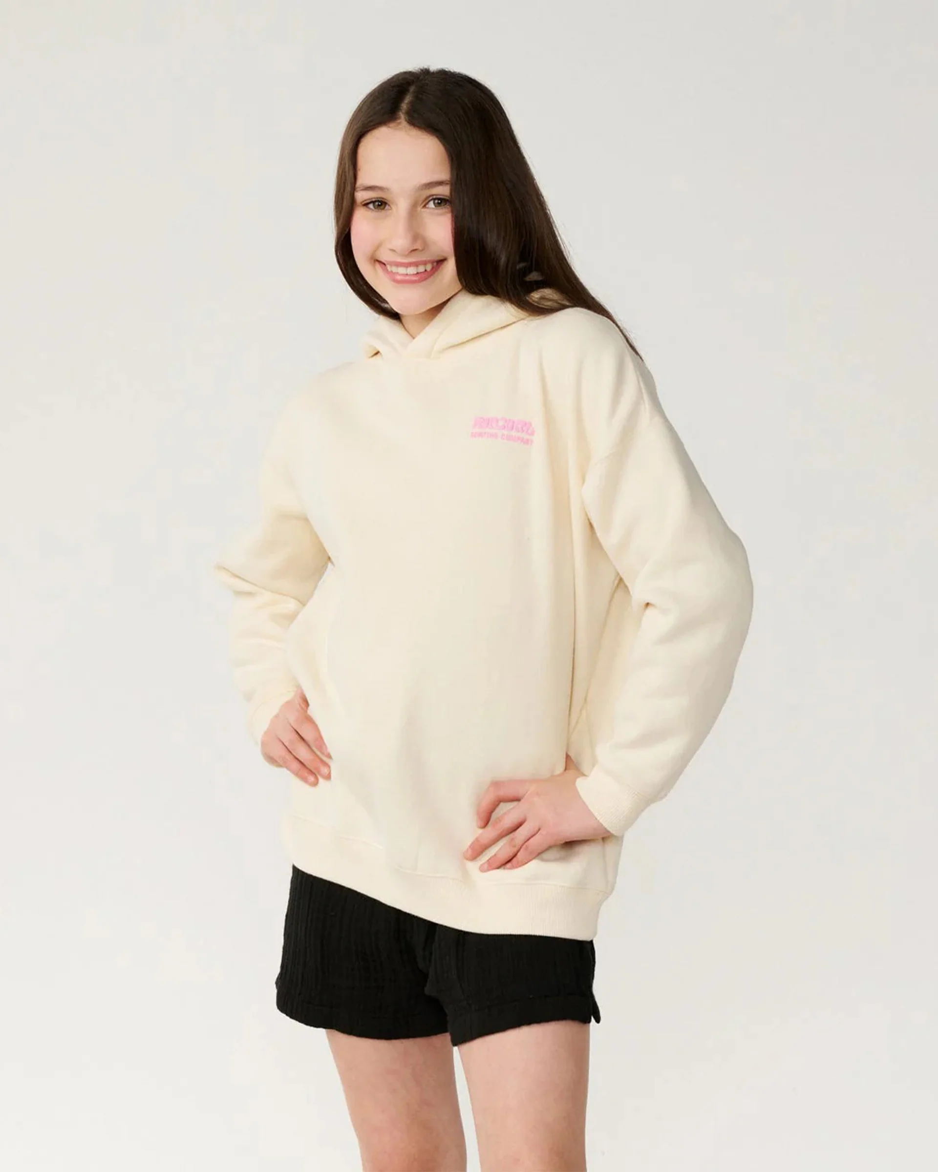 Girl's (8-16) Surf Puff Hood - Bone/Pink - Image 6