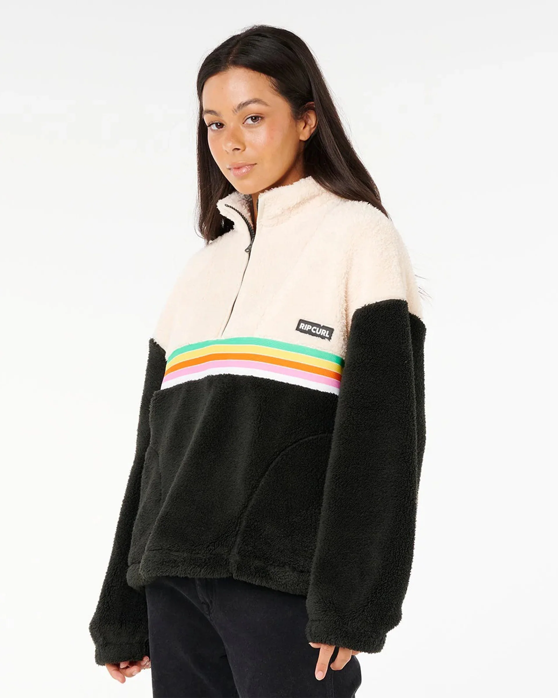 Women's Surf Revival Polar Fleece - Black/Off White - Image 2