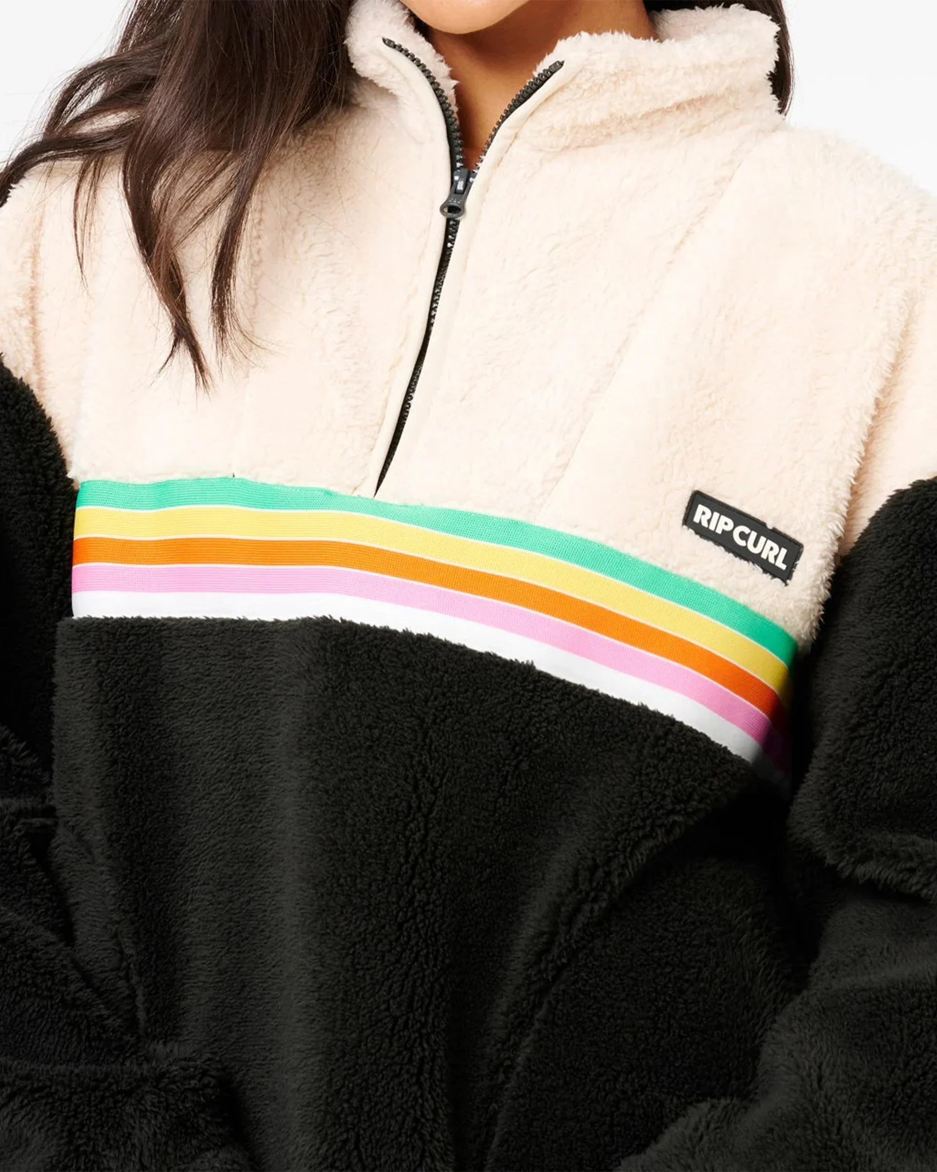 Women's Surf Revival Polar Fleece - Black/Off White - Image 5